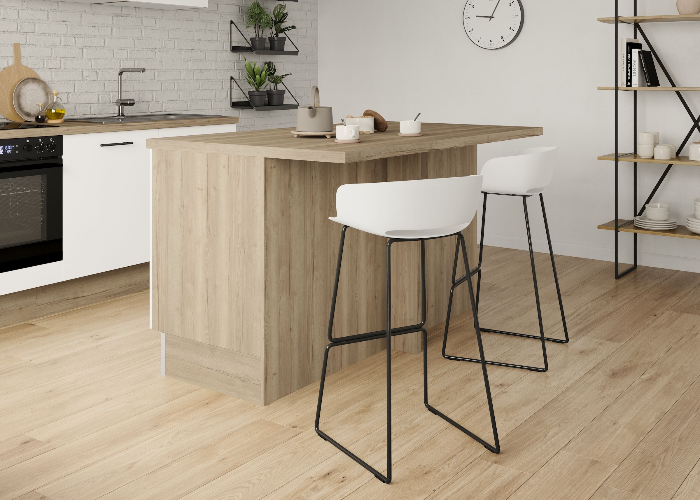 OPTIFIT Kücheninsel Breite 161 cm, Soft-Close, höhenverstellbare Füße, Metallgriffe
