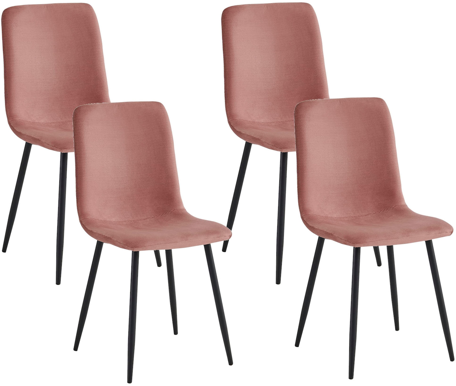 HELA 4-Fußstuhl »LEIPZIG« (Set) 4 Stk.4-Fuß, Rundrohrgestell konisch, Cordoptik, Sitzschale gespolstert Altrosa/Schwarz + Schwarz Vierfußstuhl - fest