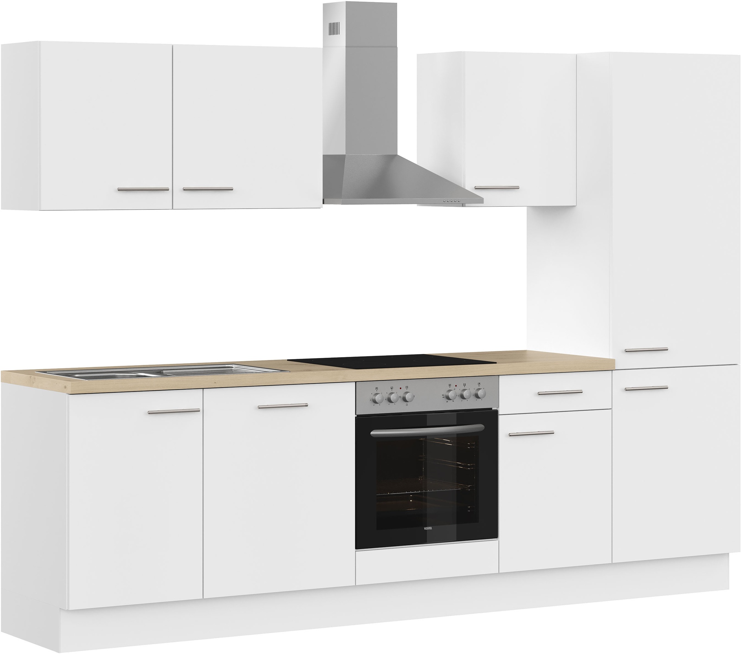 IMPULS KÜCHEN Küchenzeile »"Tirana", Ausrichtung wählbar, Schubkästen mit Soft-Close«, vormontiert, wahlweise mit E-Geräten, mit Vollauszug, Breite 280 cm
