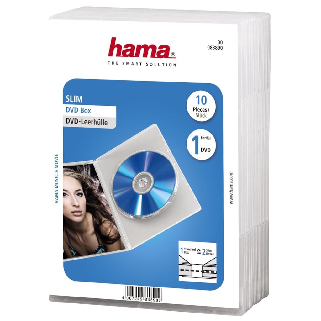 Hama DVD-Hülle »DVD-Leerhülle Slim, 10er-Pack, Transparent«