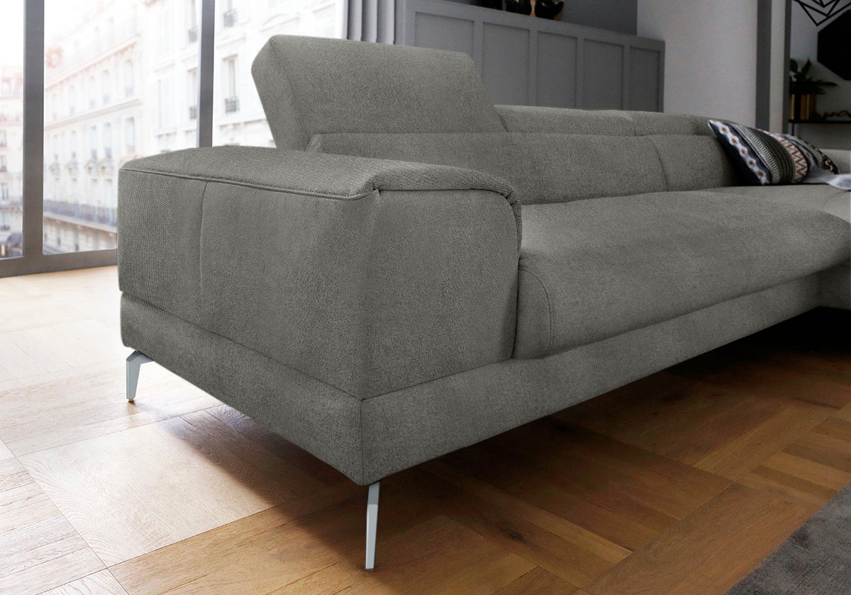 W.SCHILLIG Ecksofa »piedroo, Designsofa mit tollem Sitzkomfort, bequem und elegant, L-Form«, Kopfteilverstellung, wahlweise mit Sitztiefenverstellung, Breite 303cm