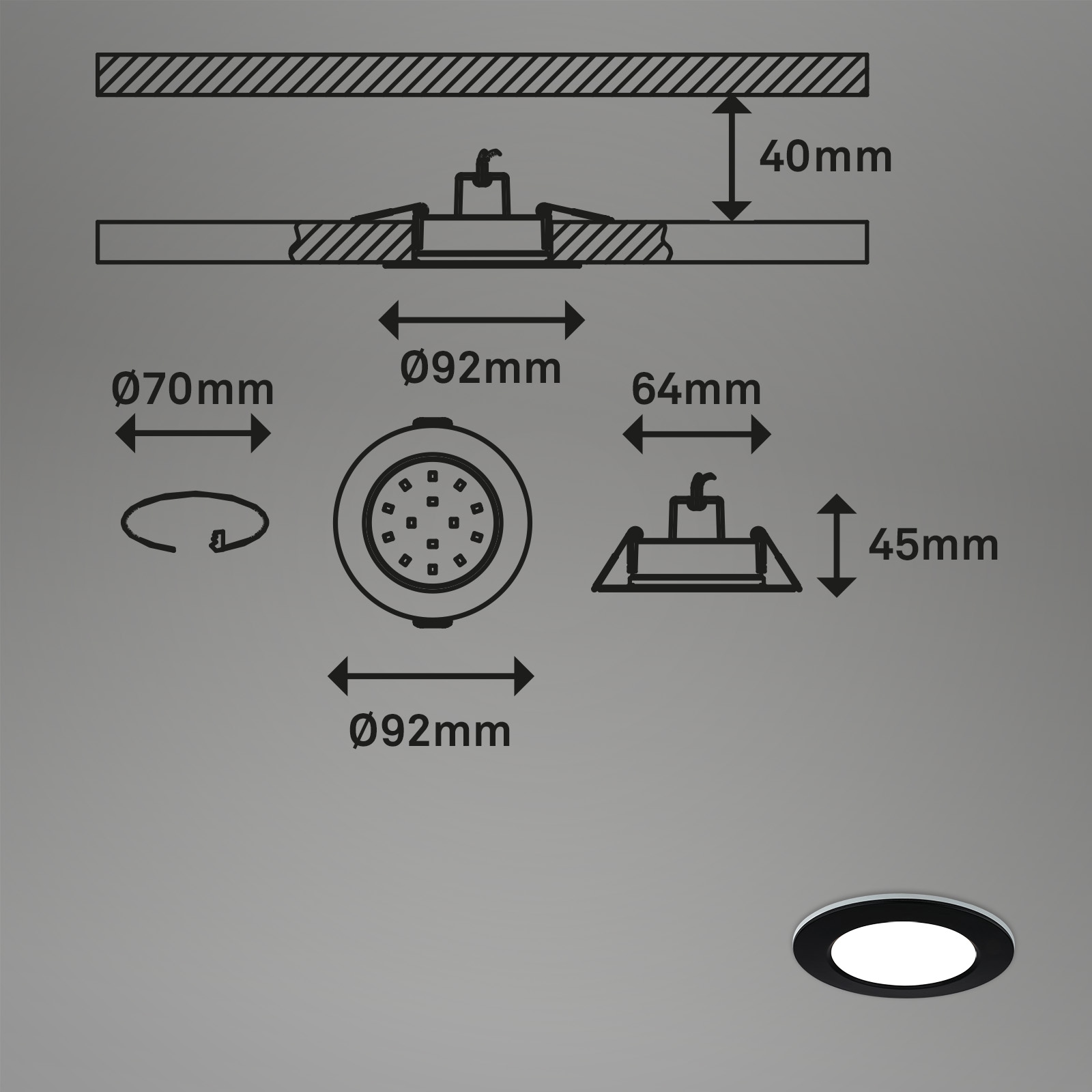 Briloner Leuchten LED Einbauleuchte »3er Set LED Einbauleuchten RGB-CCT, schwarz«, 3er Set LED Einbauleuchten Decke, RGB Einbaulampen CCT, LED Bad