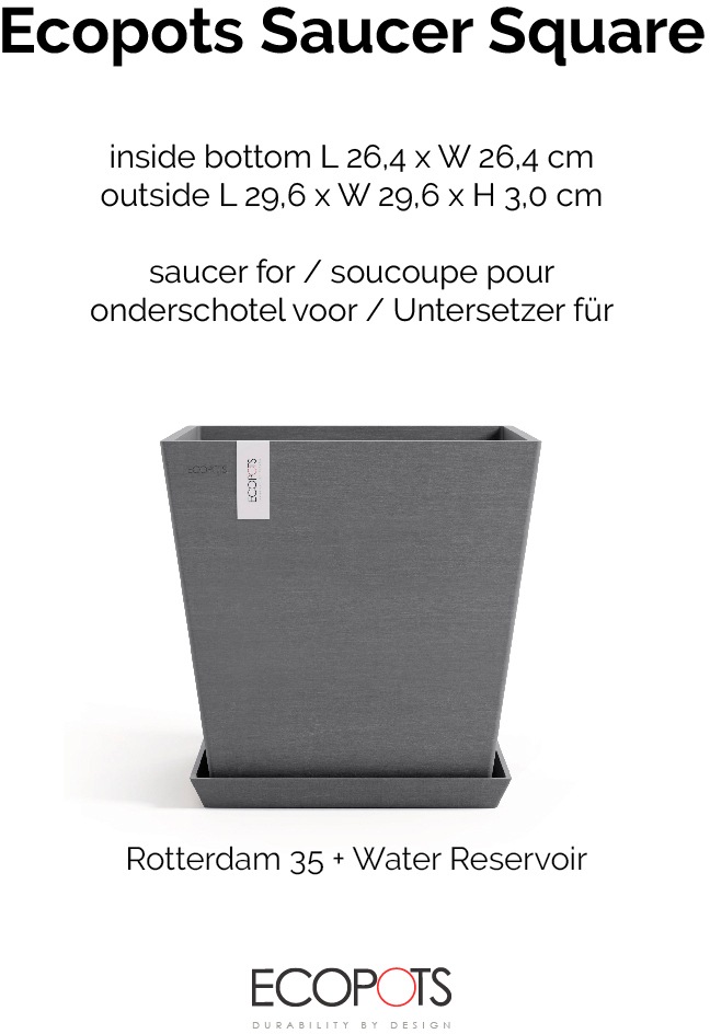 ECOPOTS Topfuntersetzer »Quadratisch 35 Grau«, für innen und außen: frostsicher, bruchsicher und lichtbeständig