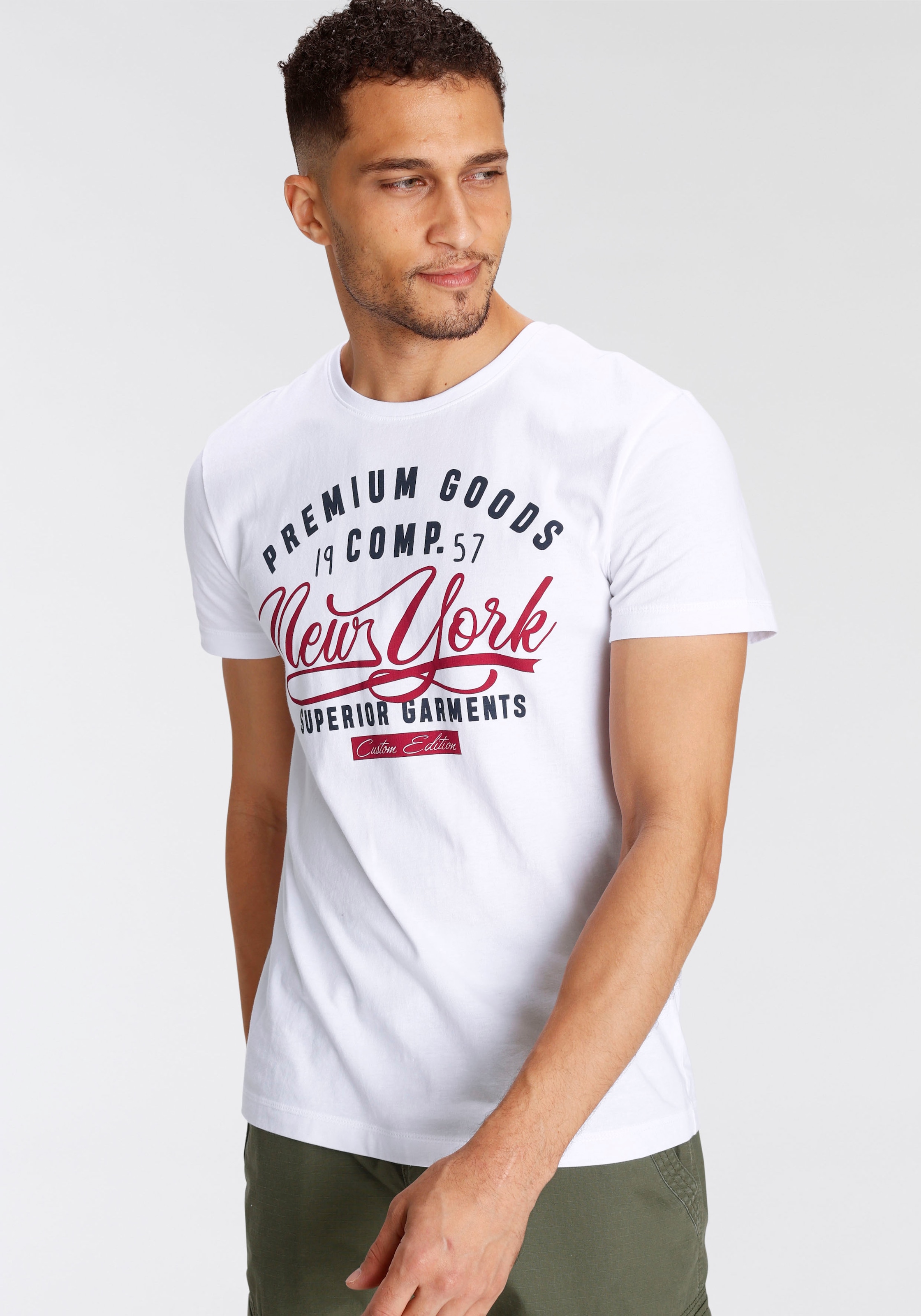 AJC T-Shirt, kurzärmelig, schmal geschnitten, mit stylischem Druck