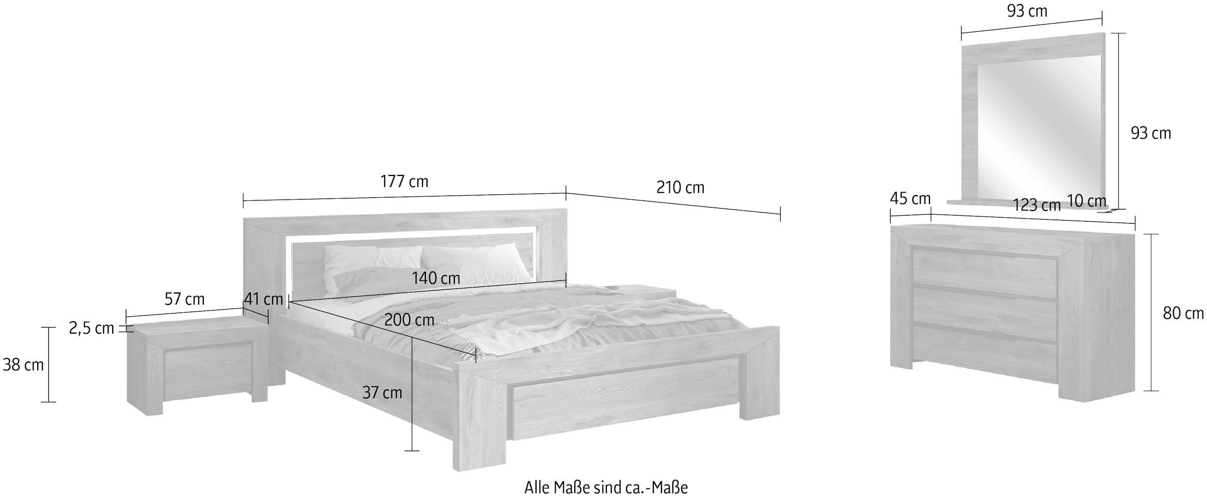 Gami Jugendzimmer-Set »Brugge« Set, 5 Stk. tlg. In 2 Farben erhältlich