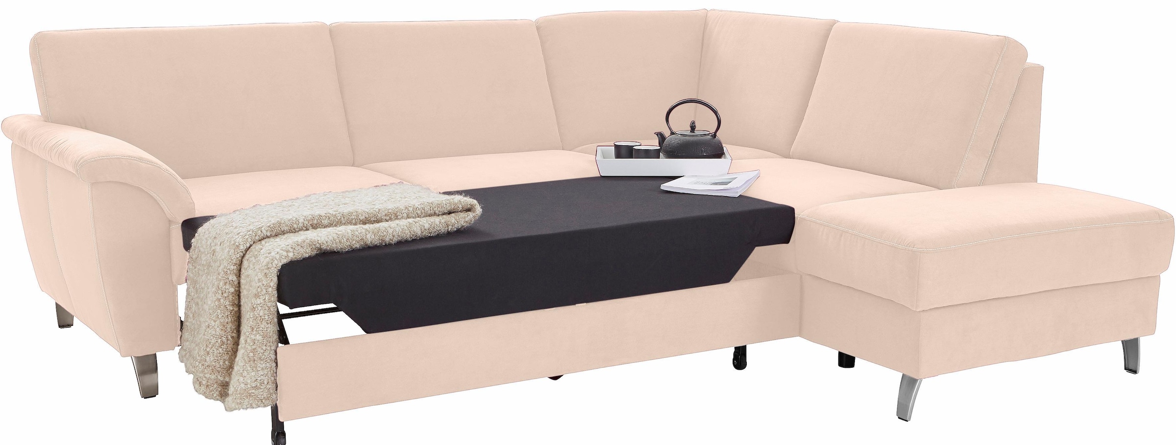 sit&more Ecksofa »Texel L-Form«, mit Federkern, wahlweise mit Bettfunktion und Bettkasten