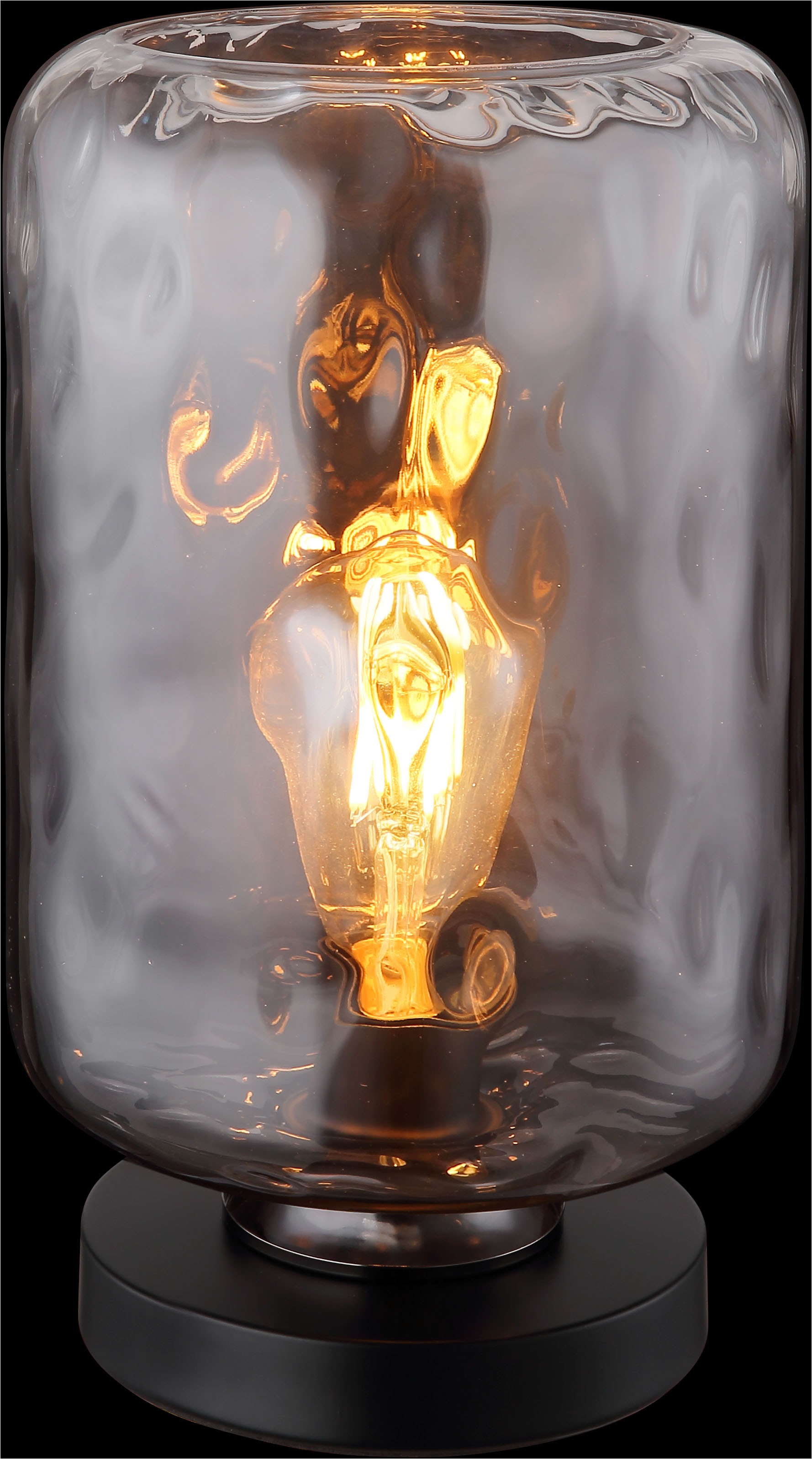GLOBO LIGHTING Tischleuchte »DARINA«, Leuchtmittel E27 | ohne Leuchtmittel, Tischlampe/schwarz/Glas rauchfarben/Wohnzimmer/Schlafzimmer
