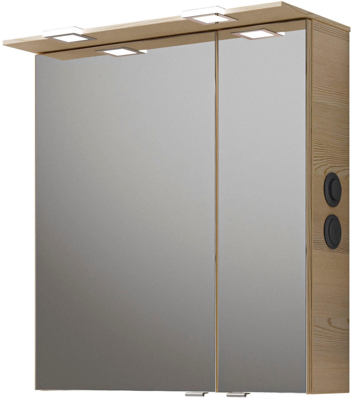 Saphir Badmöbel-Set »Serie 6025 2-teilig Mineralmarmor-Waschtisch mit LED-Spiegelschrank«, (2 St.), Waschplatz 67 cm breit, 2 Schubladen, 2 Spiegel-Türen, inkl Türdämpfer