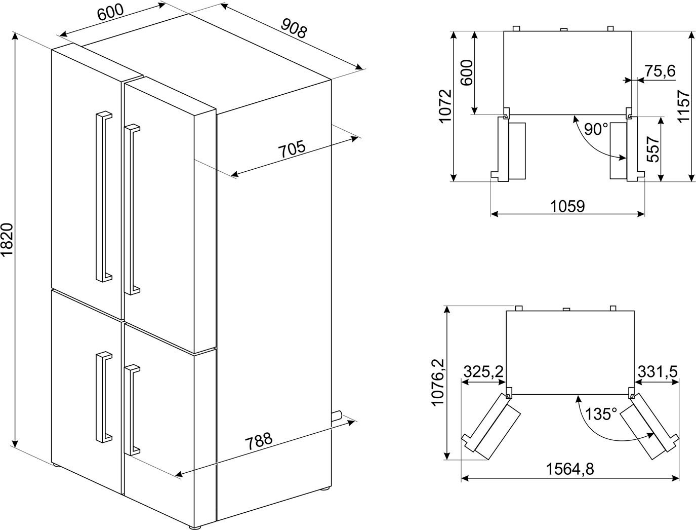 3. Bild von Smeg French Door, FQ60NDF, 182 cm hoch, 90,8 cm breit