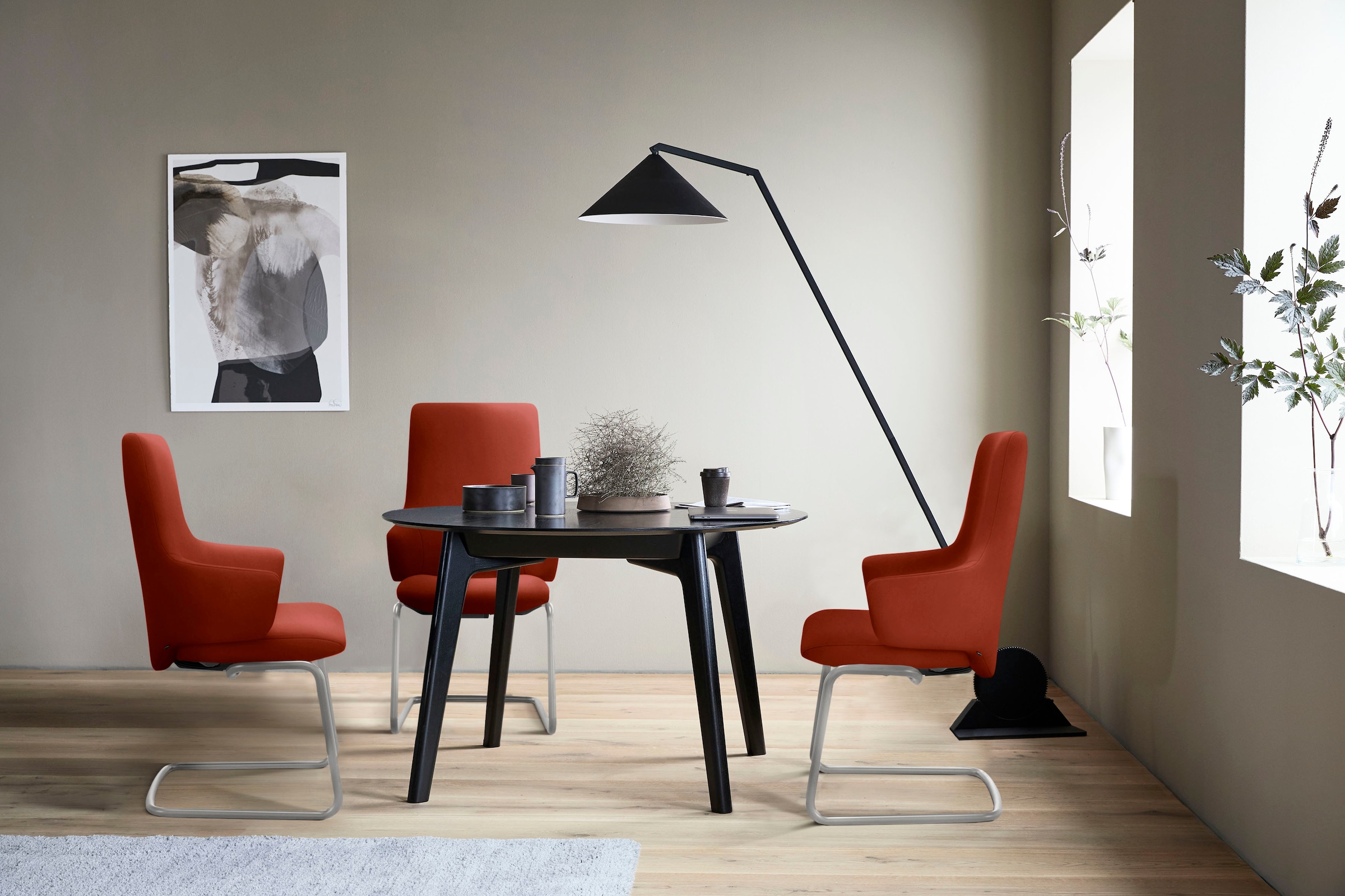 Stressless® Polsterstuhl »Laurel«, Microfaser DINAMICA, High Back mit Armlehne, Größe L, mit Beinen aus Stahl in Chrom matt