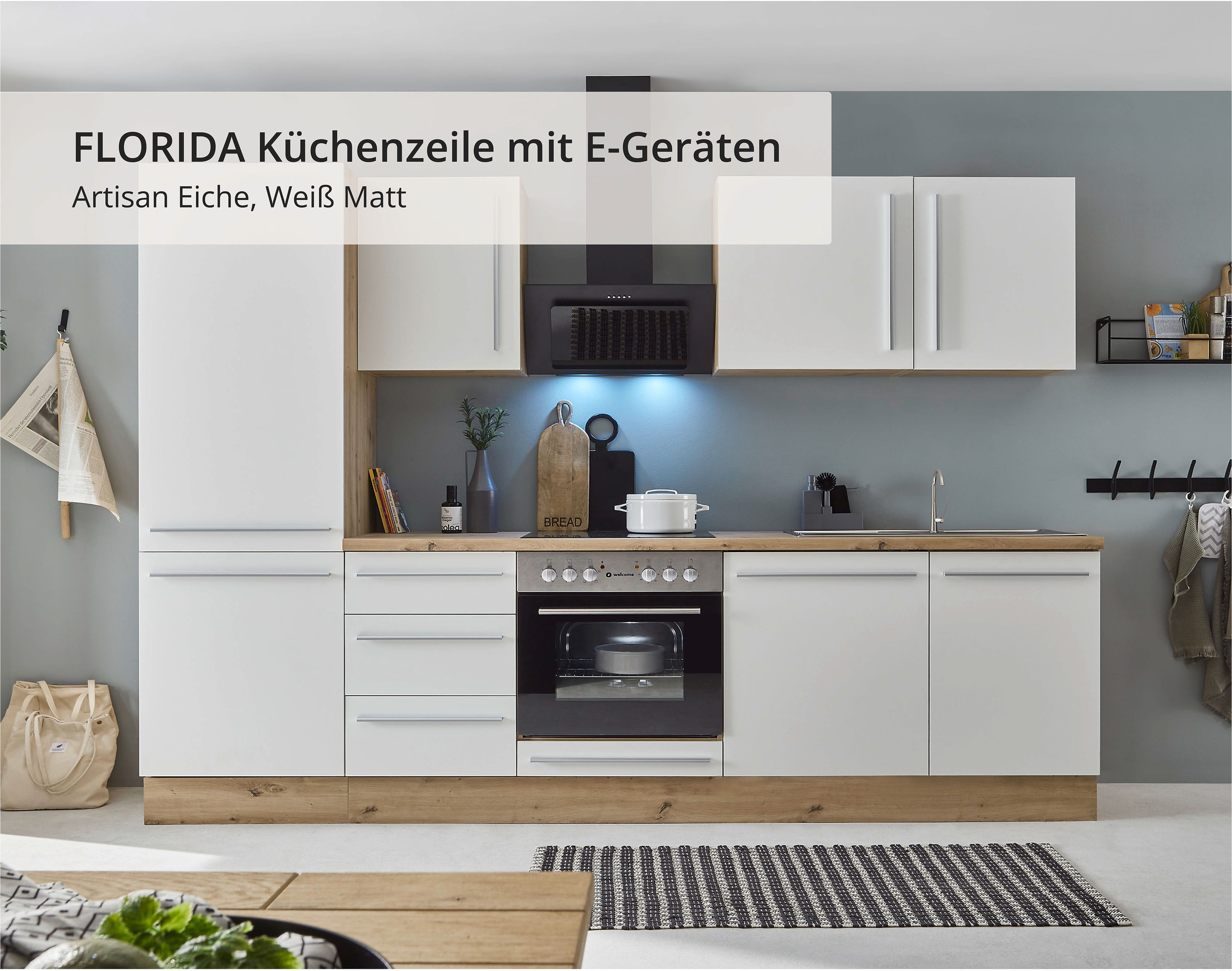 KOCHSTATION Küchenzeile »KS-Florida mit 38mm starker Arbeitsplatte« Breite günstig online kaufen