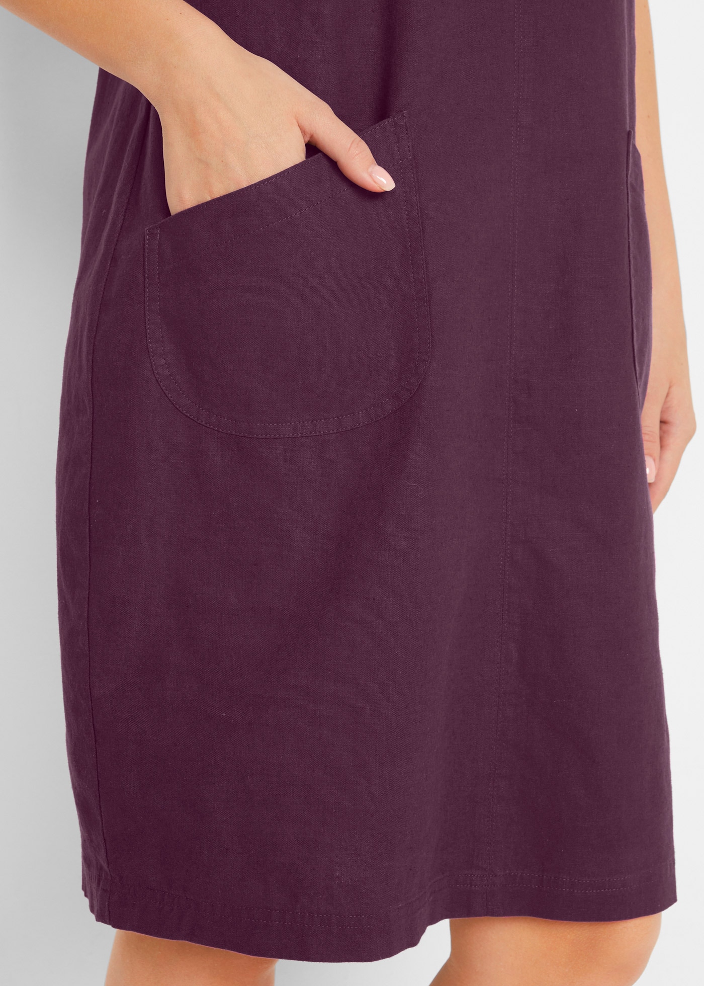 bonprix Minikleid »Minikleid mit Leinen« für warme Tage, aus Leinen und Baumwolle, A-Linie, mit V-Ausschnitt