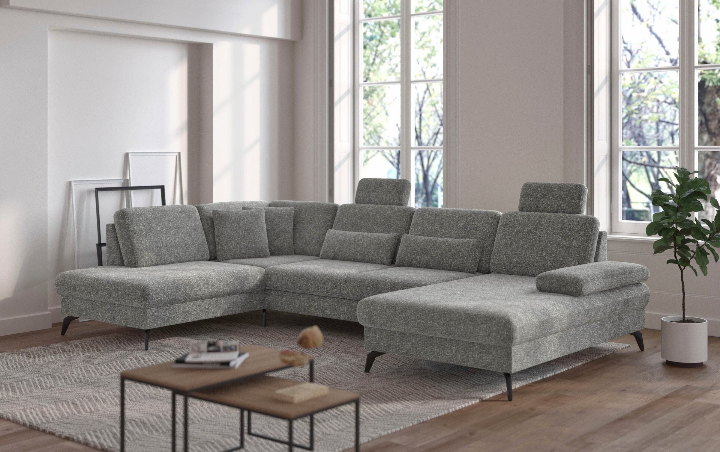 sit&more Wohnlandschaft »Morris U-Form, inkl. Sitztiefenverstellung«, wahlweise mit Armteilverstellung, Bettfunktion & Bettkasten