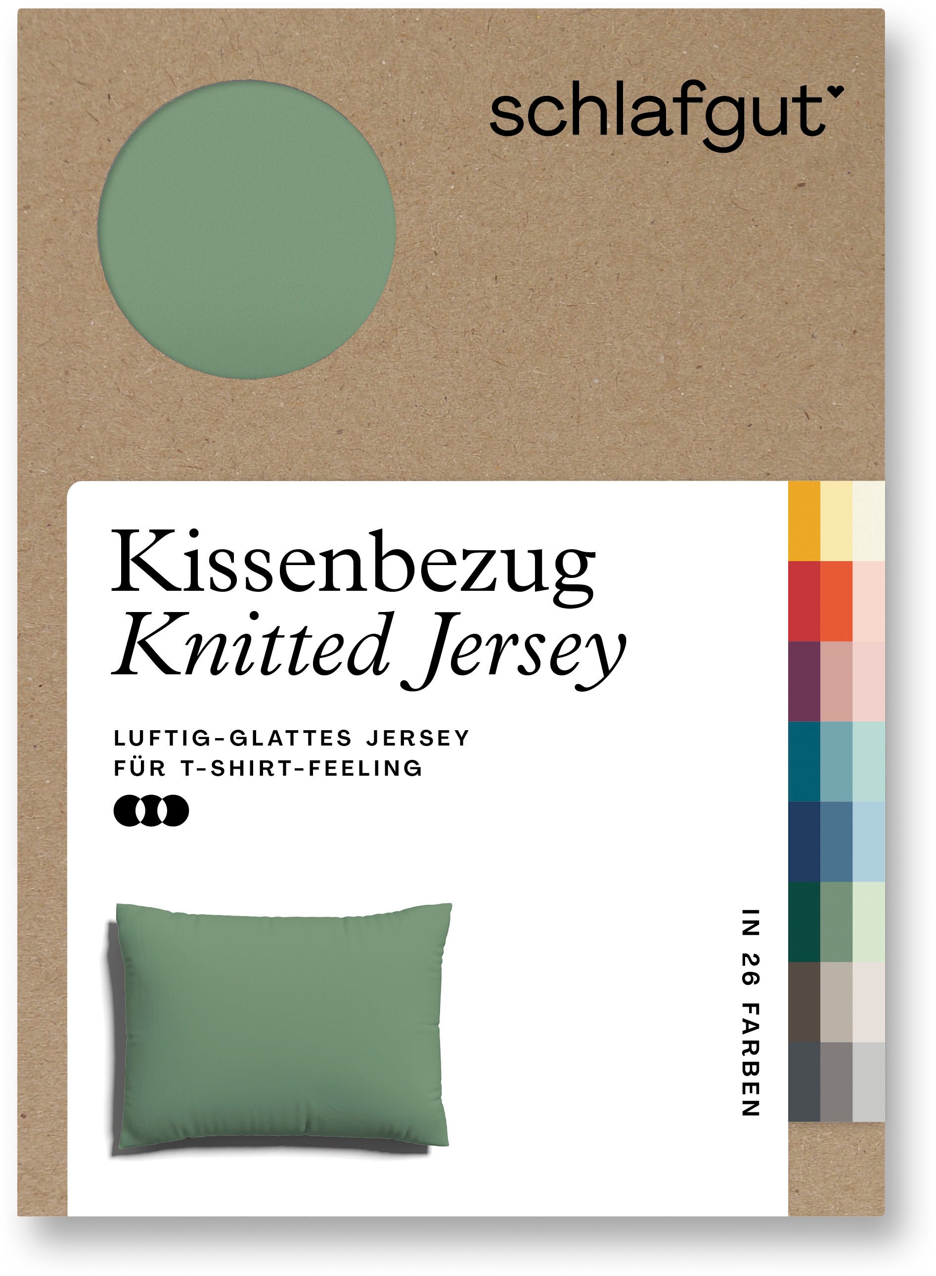 Schlafgut Kissenbezug »Knitted Jersey aus Bio-Baumwolle mit Elasthan, bügelfrei,«, (1 St.), besonders fein gestrickt, Kissenhülle mit farbigem Reißverschluss