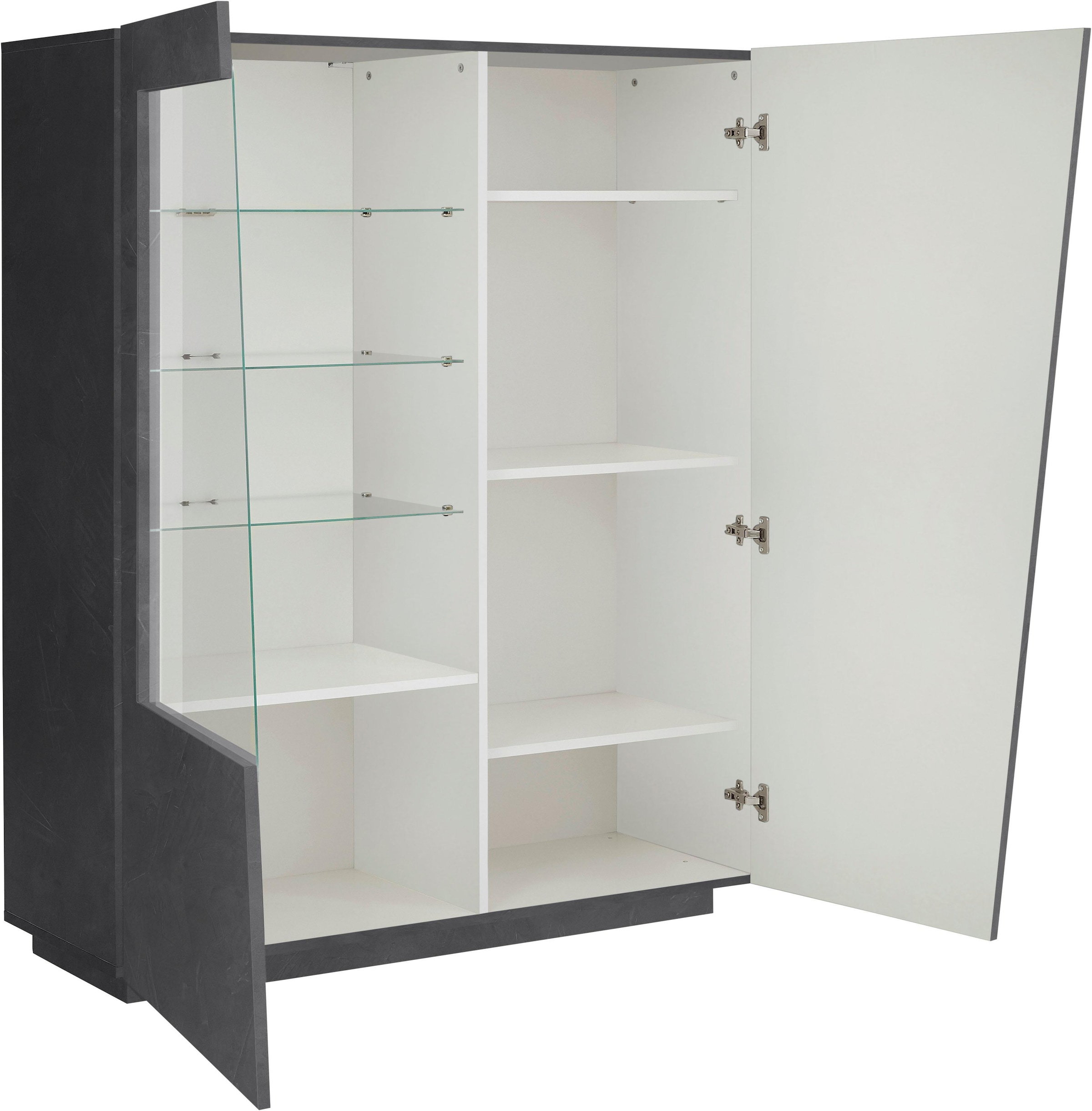 INOSIGN Highboard »Vega, Hochschrank, Hochkommode, Schrank«, mit 2 Türen mit Glaseinsatz, Höhe 146 cm
