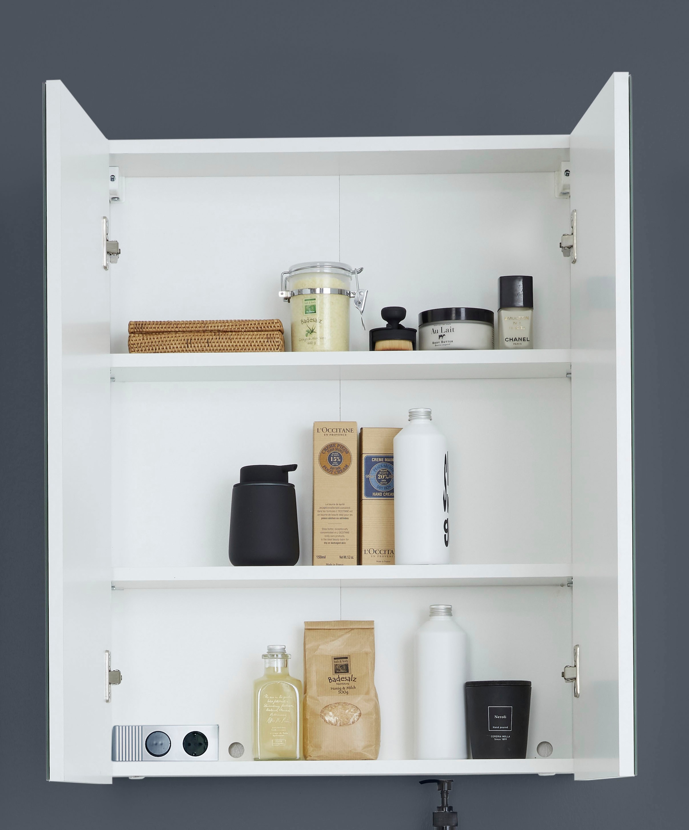welltime Spiegelschrank »Sovana« Badschrank wahlweise mit oder ohne Beleuchtung - (B/T/H) 60/18/67 cm