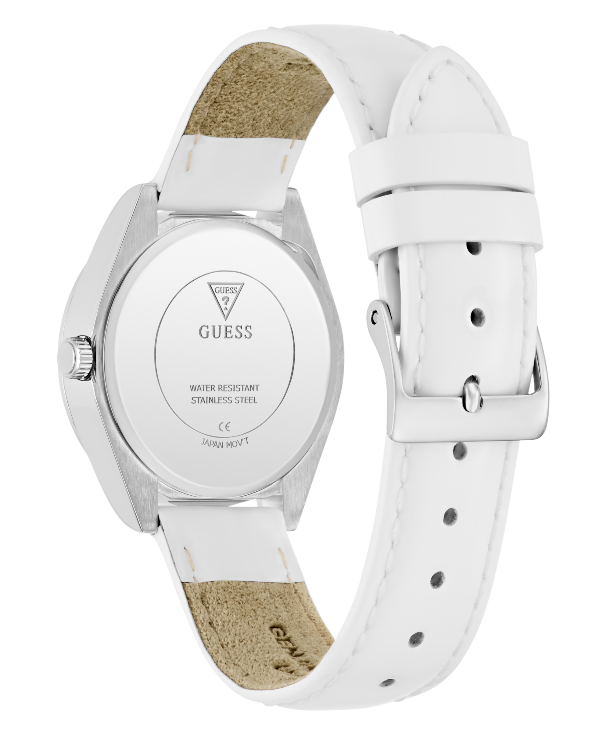 Guess Quarzuhr »BOA« Armbanduhr, Damenuhr, Lederarmband, Kristallsteine