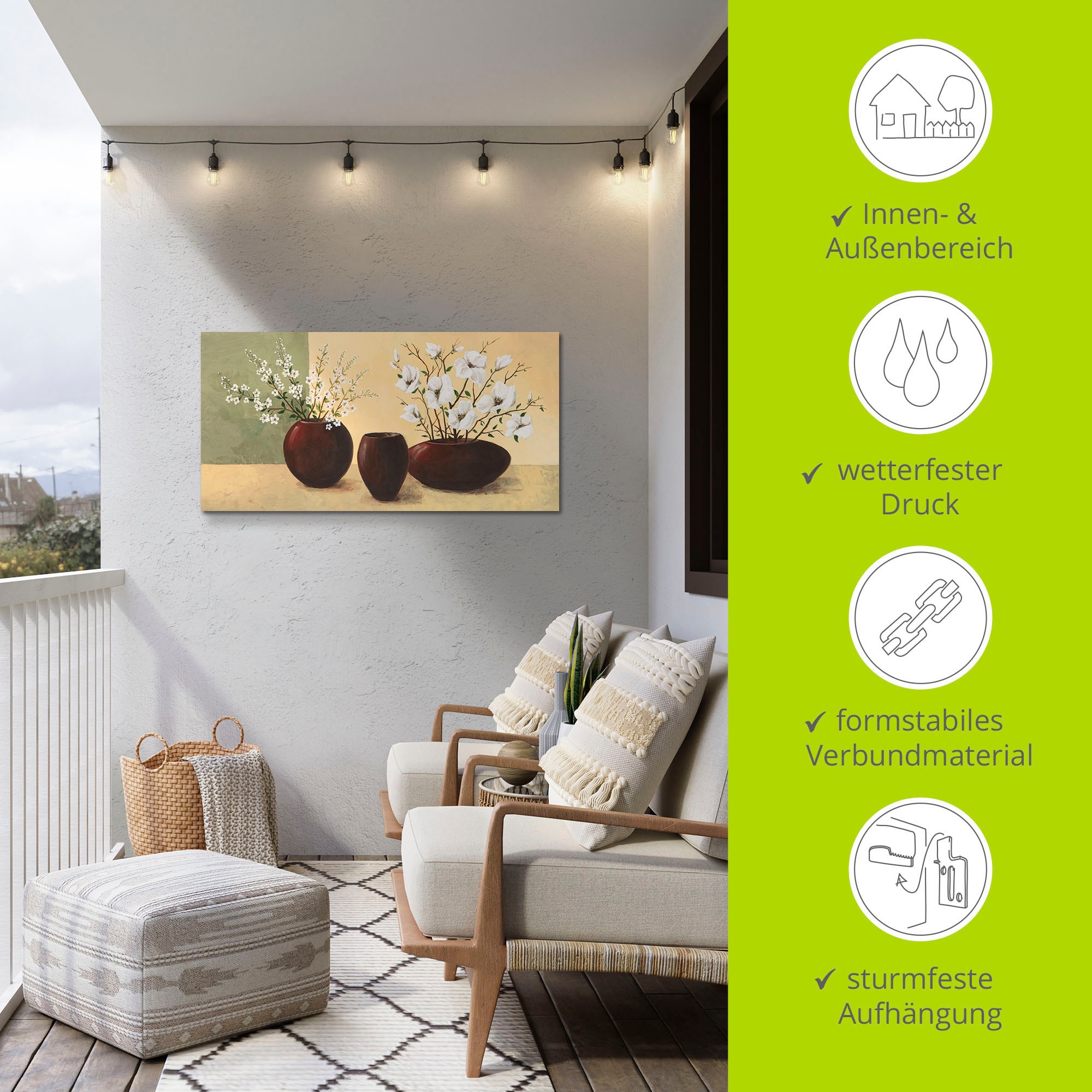 Artland Wandbild »Magnolien«, Vasen & Töpfe, (1 St.), als Alubild, Outdoorbild, Leinwandbild, Poster, Wandaufkleber