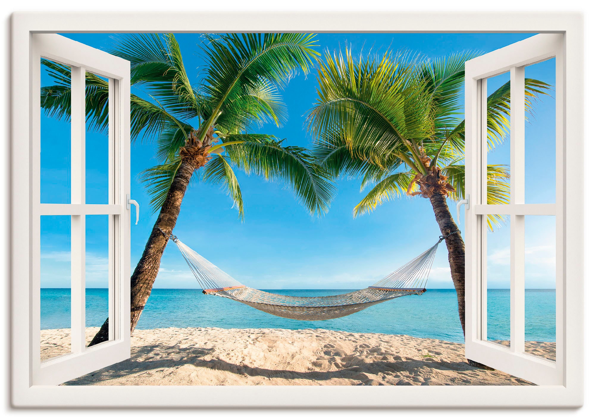Poster St.), Palmenstrand Größen (1 Amerika, Wandbild online Karibik«, Wandaufkleber versch. Leinwandbild, als Artland kaufen oder Alubild, in »Fensterblick