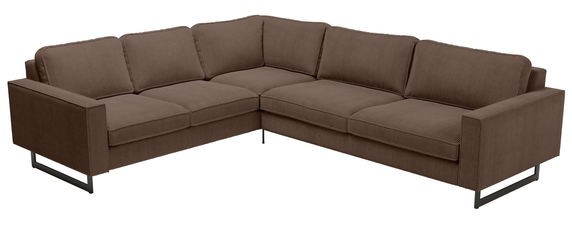 Home affaire Ecksofa »Pinto, XXL, 250/290 cm, langer Schenkel, Ottomane« Cord, Chenille, Lederoptik, mit Keder, Metallfüße, Wellenunterfederung