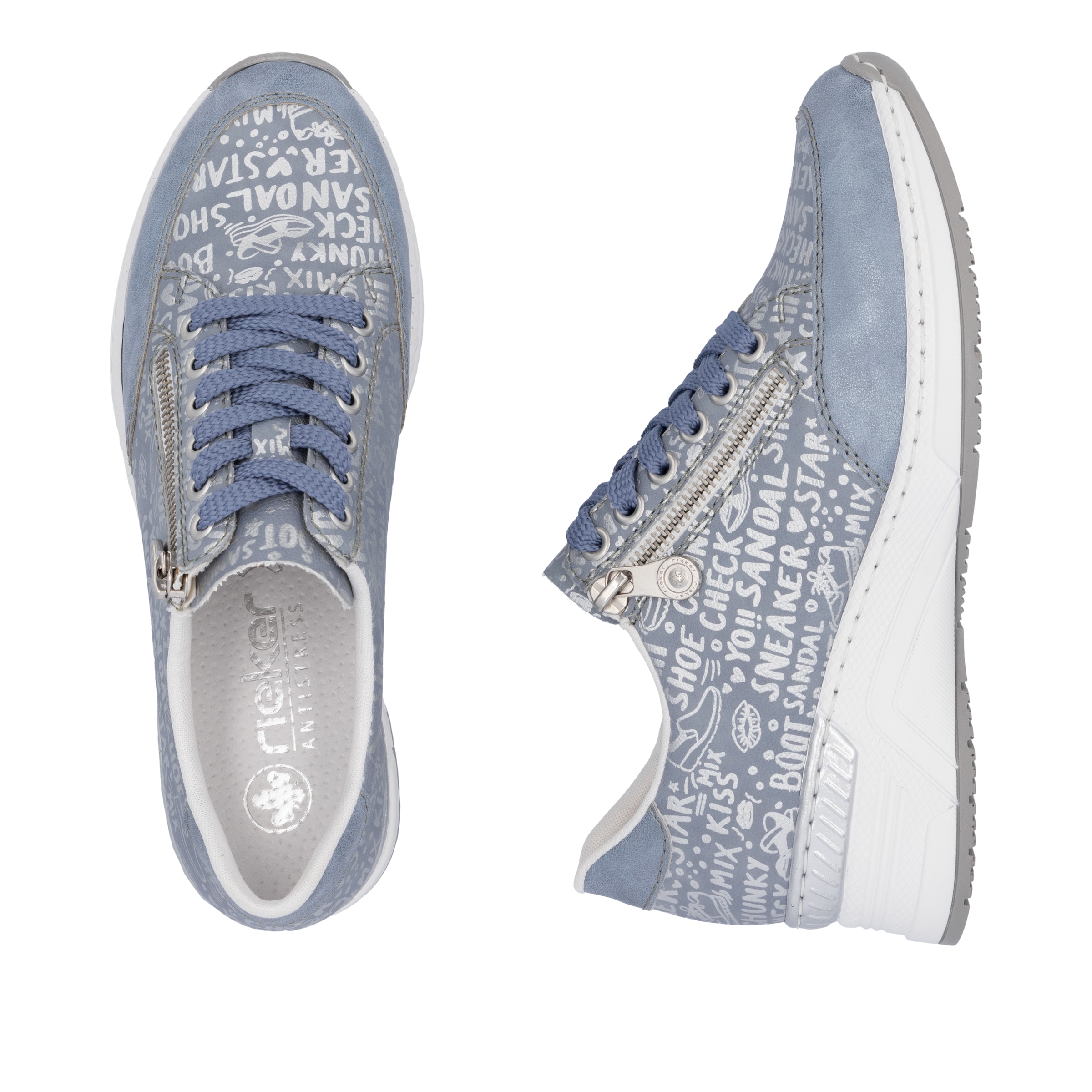 Rieker Sneaker, mit Lettern bedruckt, Freizeitschuh, Halbschuh, Schnürschuh
