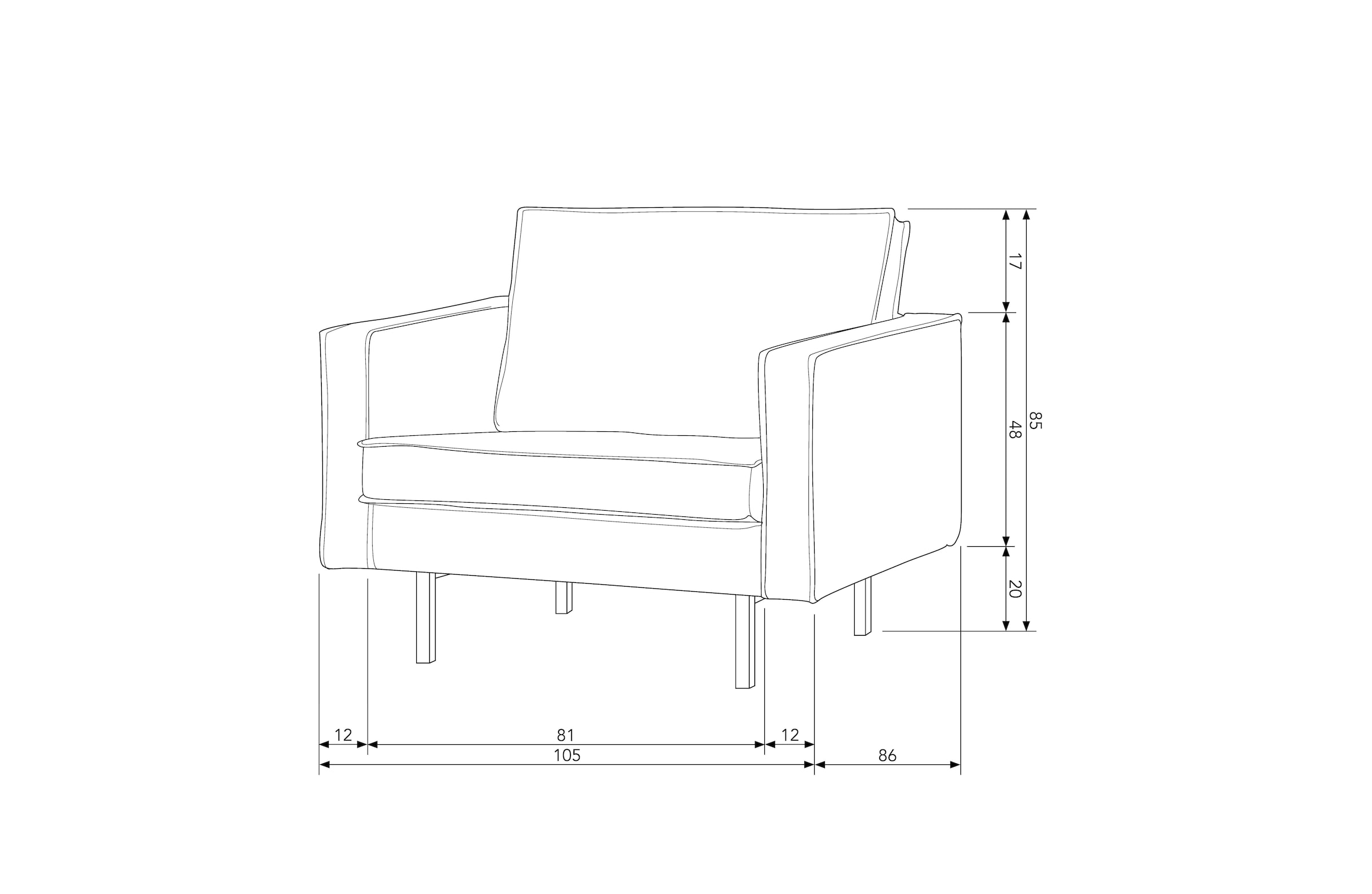 WOOOD Polsterstuhl »Rodeo«, frei im Raum stellbar, H 85 cm x B 105 cm