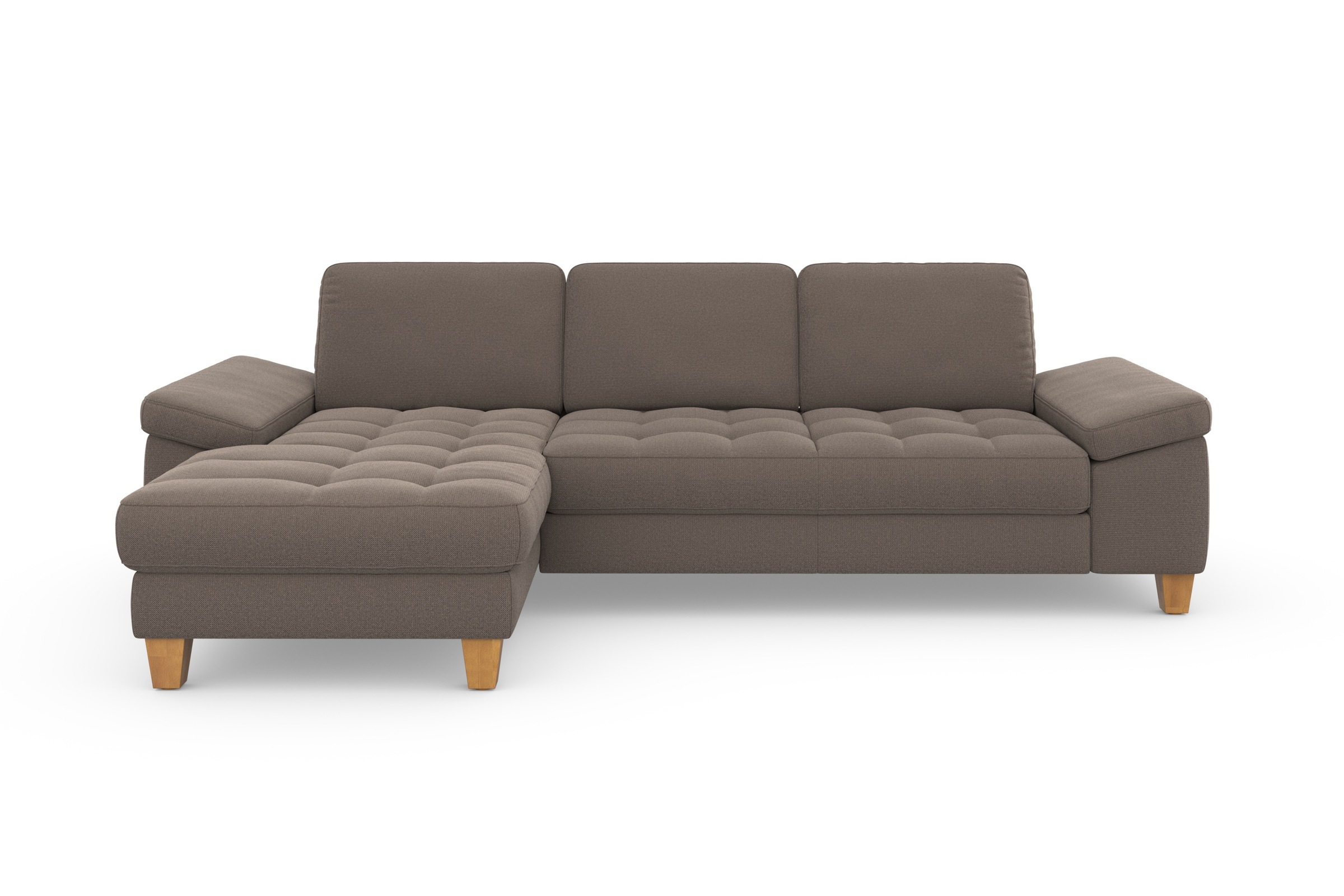 sit&more Ecksofa »Westham L-Form«, mit Recamiere, mit oder ohne Bettfunktion, Bettkasten, Füße Eiche