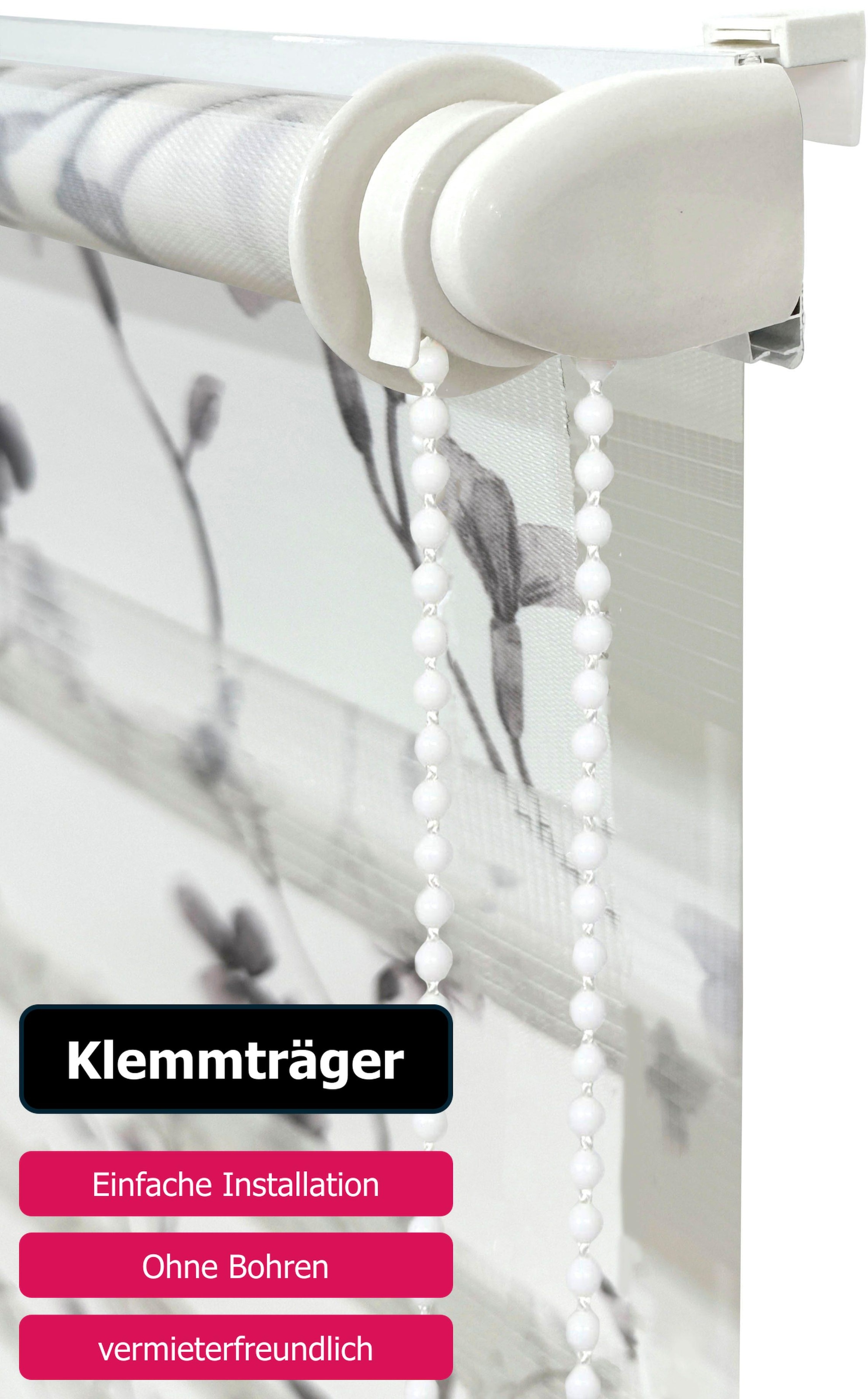 my home Doppelrollo »MINNA«, Lichtschutz, Sichtschutz, ohne Bohren, freihängend, mit Floralem Design NEUHEIT!