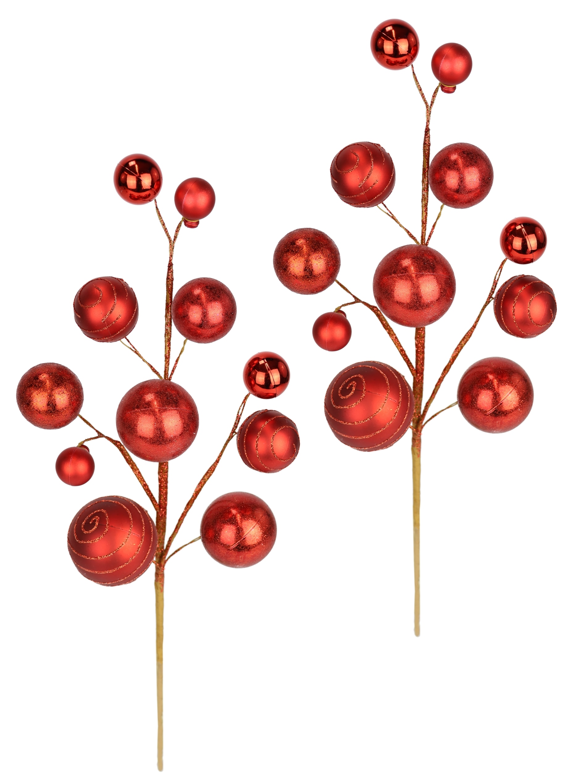 I.GE.A. Kunstzweig »Kunstzweig mit Kugeln« 2er Set Deko Zubehör für Adventskranz Kranz Girlande Weihnachtsdeko