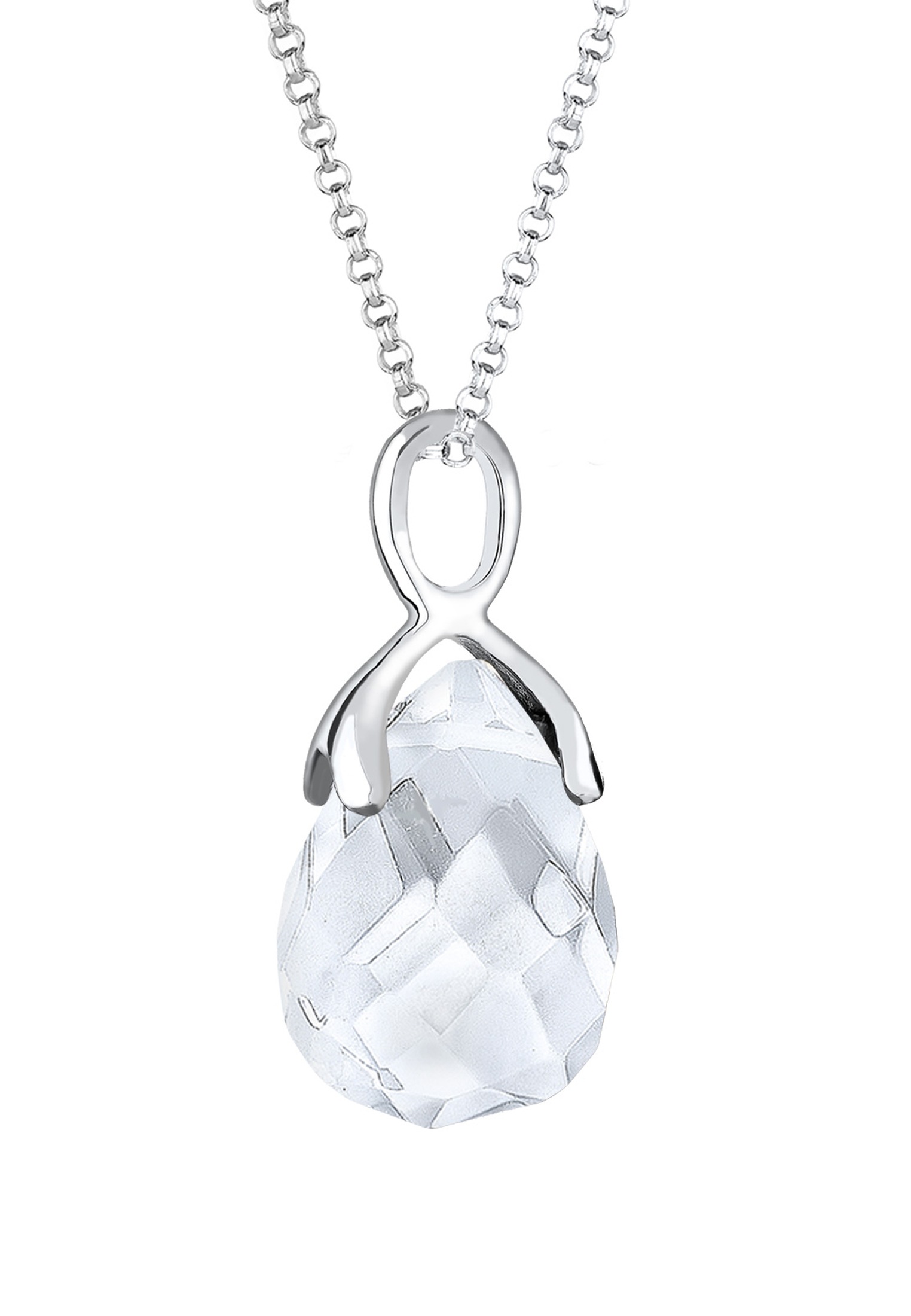 Elli Kette mit Anhänger »Bergkristall Tropfen Klassisch 925 Silber«
