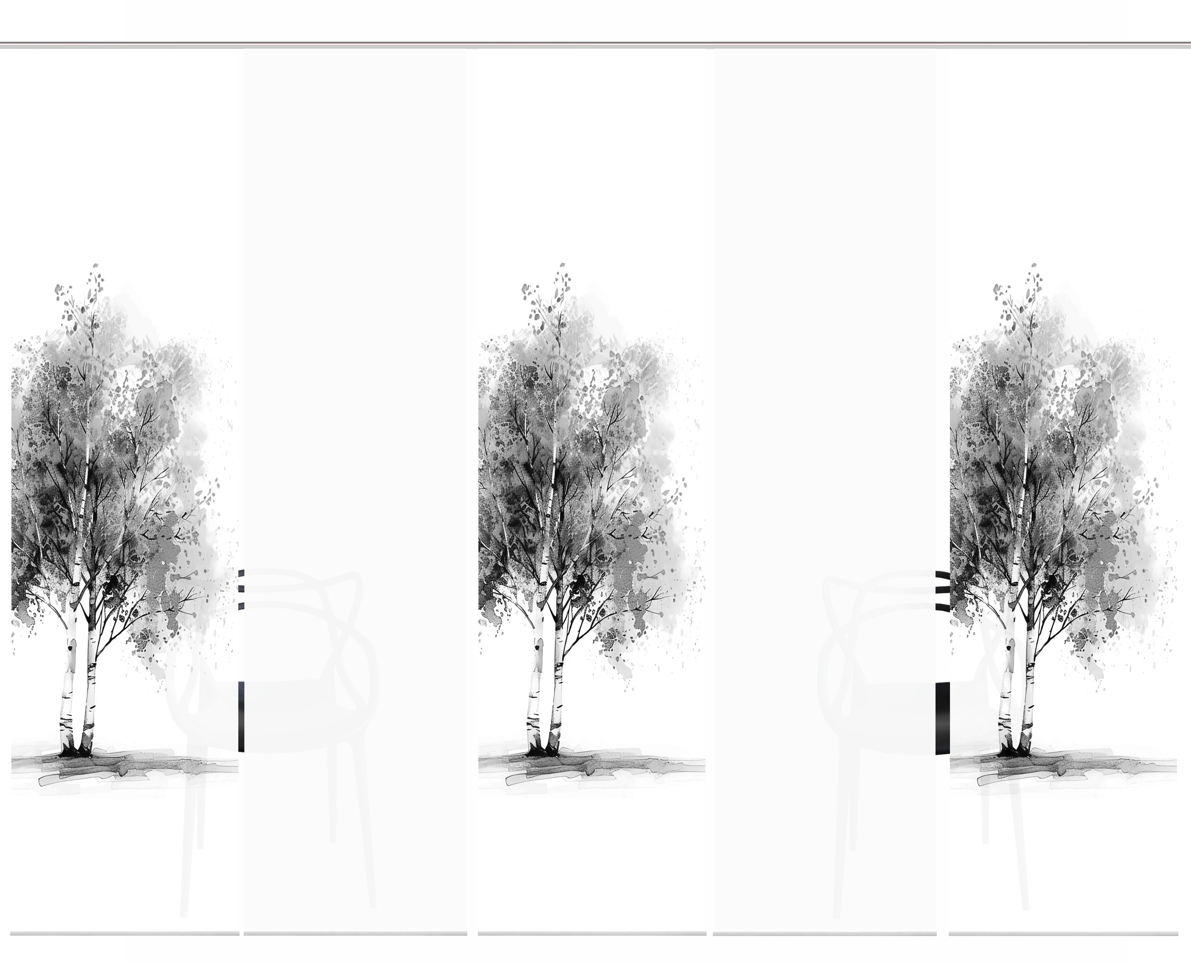 HOME WOHNIDEEN Schiebegardine »TREE« Paneelwagen 5 Stk. tlg. Schiebewand Seidenoptik, SET, Digitaldruck