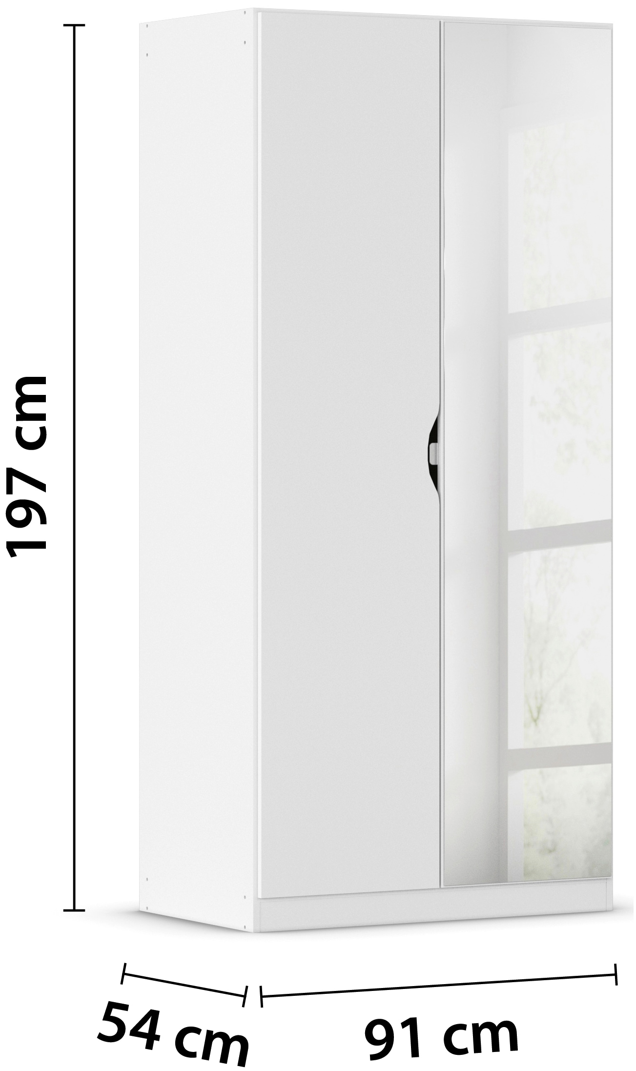 rauch Kleiderschrank »Freiham Drehtürenschrank Schrank Garderobenschrank Breite 91cm« Schlafzimmerschrank mit Spiegel und Griffmulden BESTSELLER