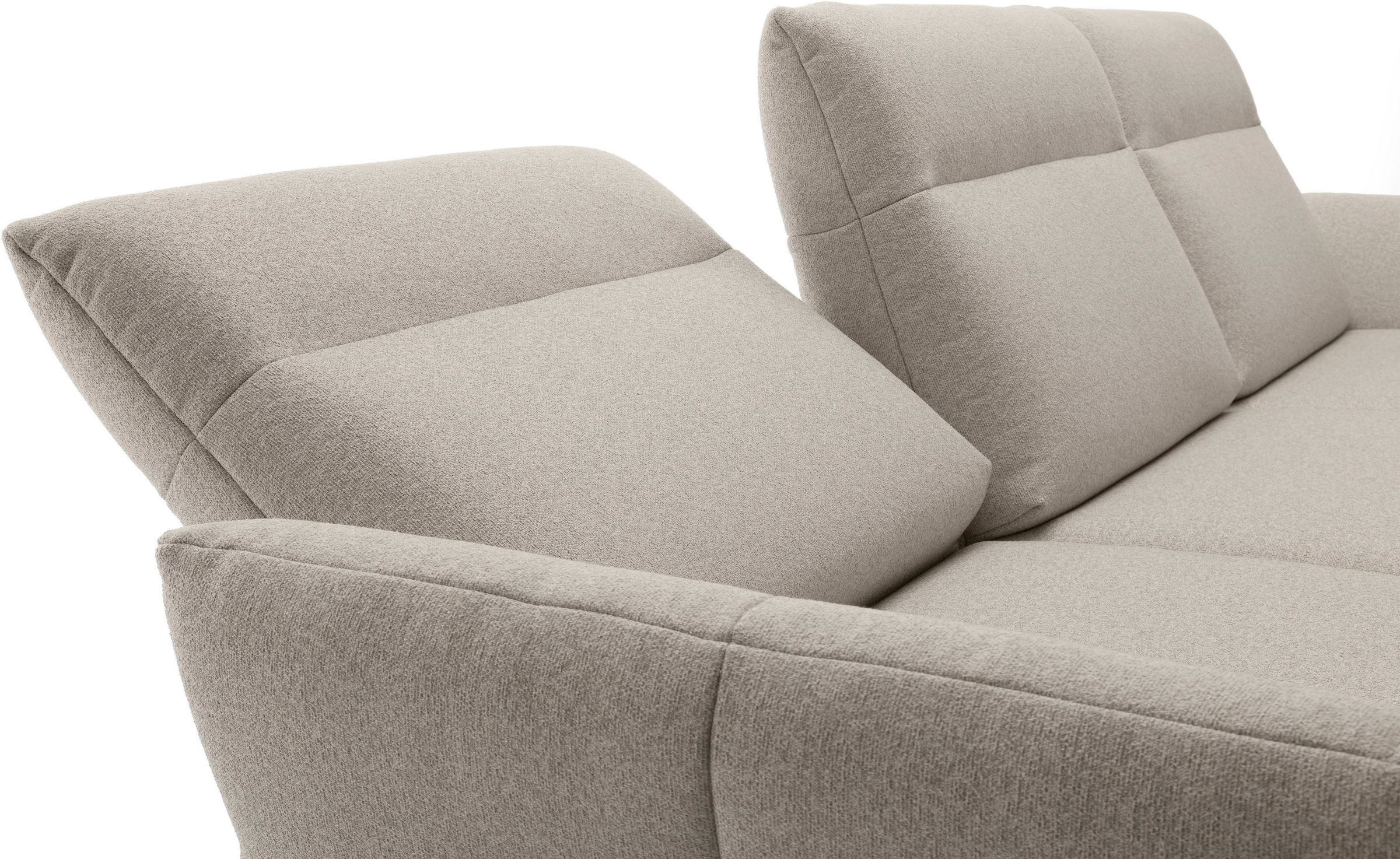 Creation BY ROLF BENZ Ecksofa »CR.460«, Sockel in Eiche, Winkelfüße in Umbragrau, Breite 338 cm