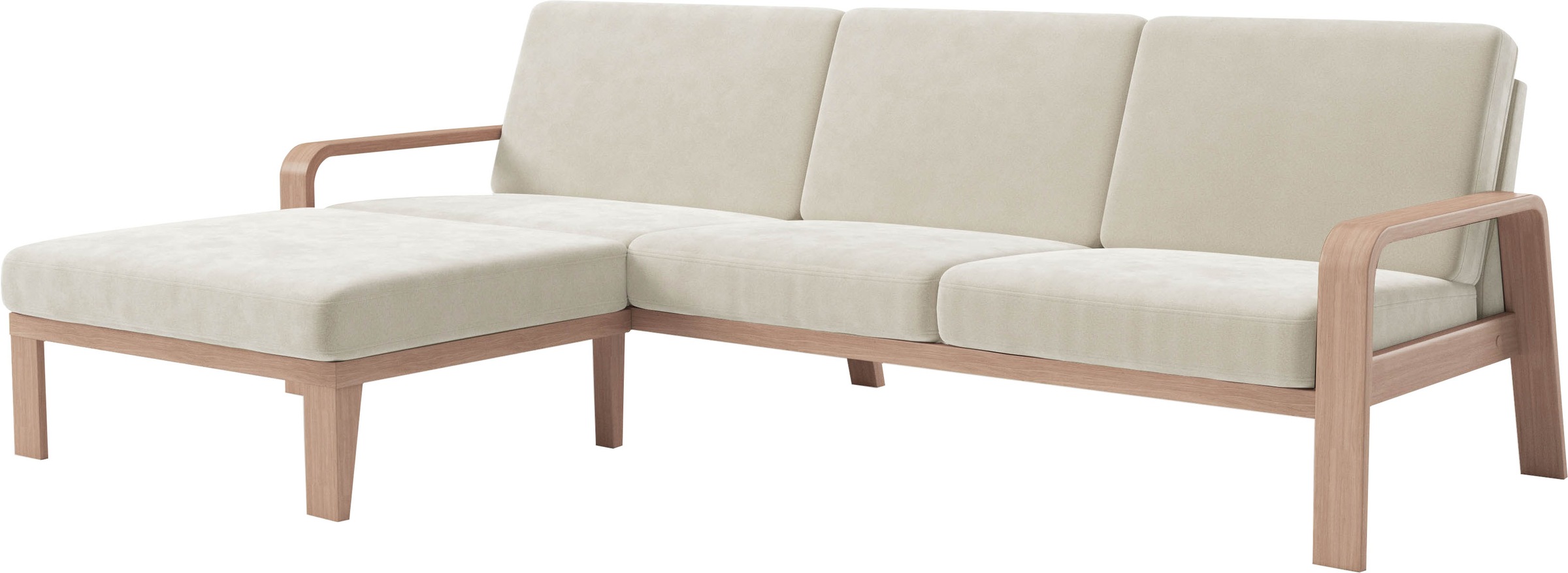 sit&more Ecksofa »Kolding L-Form«, Armlehnen aus Buchenholz in natur, verschiedene Bezüge und Farben