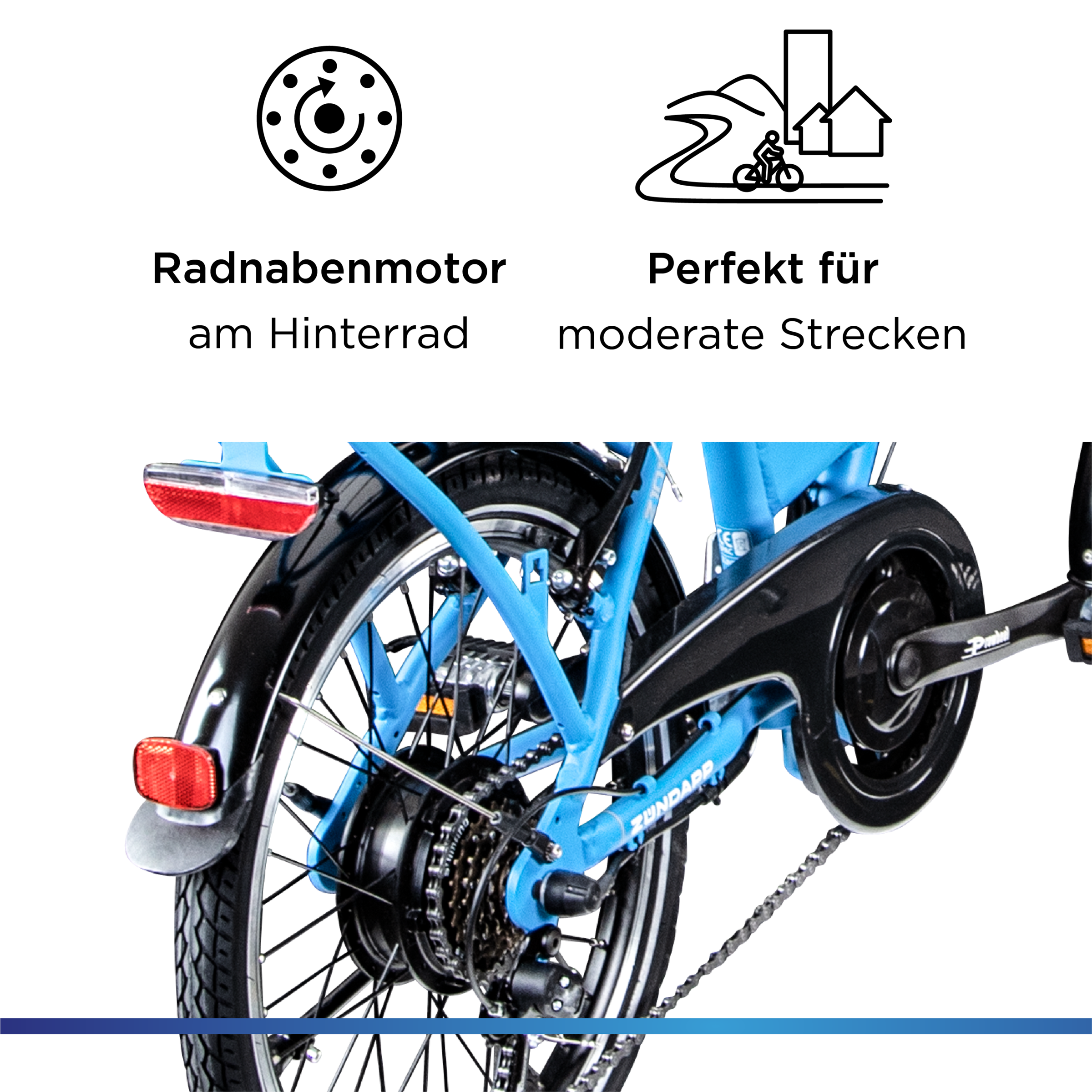 Zündapp »Z101« 6 Gang Shimano Tourney RD-TY300 Schaltwerk Kettenschaltung Heckmotor 250 W Pedelec, Elektrofahrrad für Damen u. Herren