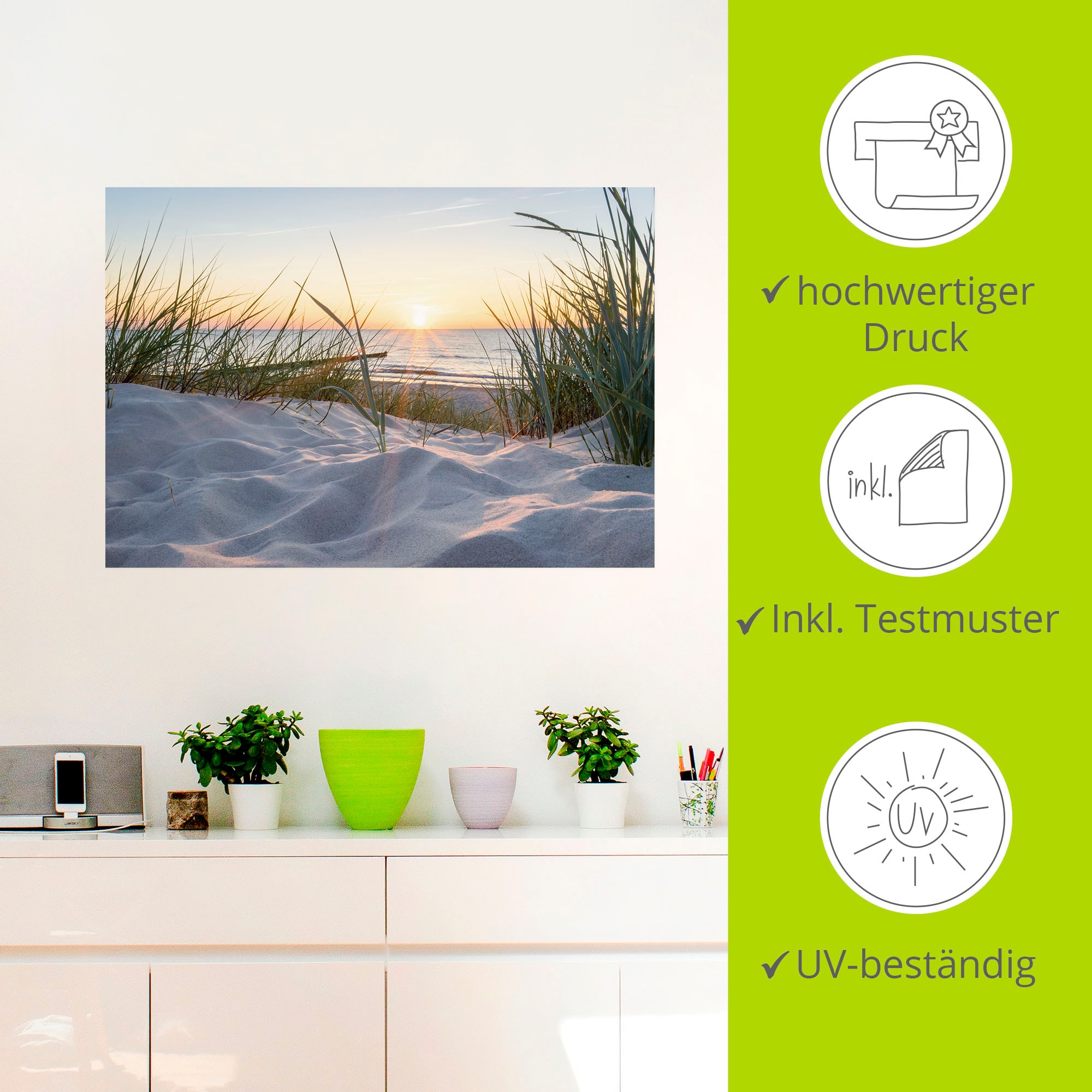 Artland Wandbild »Ostseestrand«, Strand, (1 St.), als Alubild, Outdoorbild, Leinwandbild, Poster, Wandaufkleber