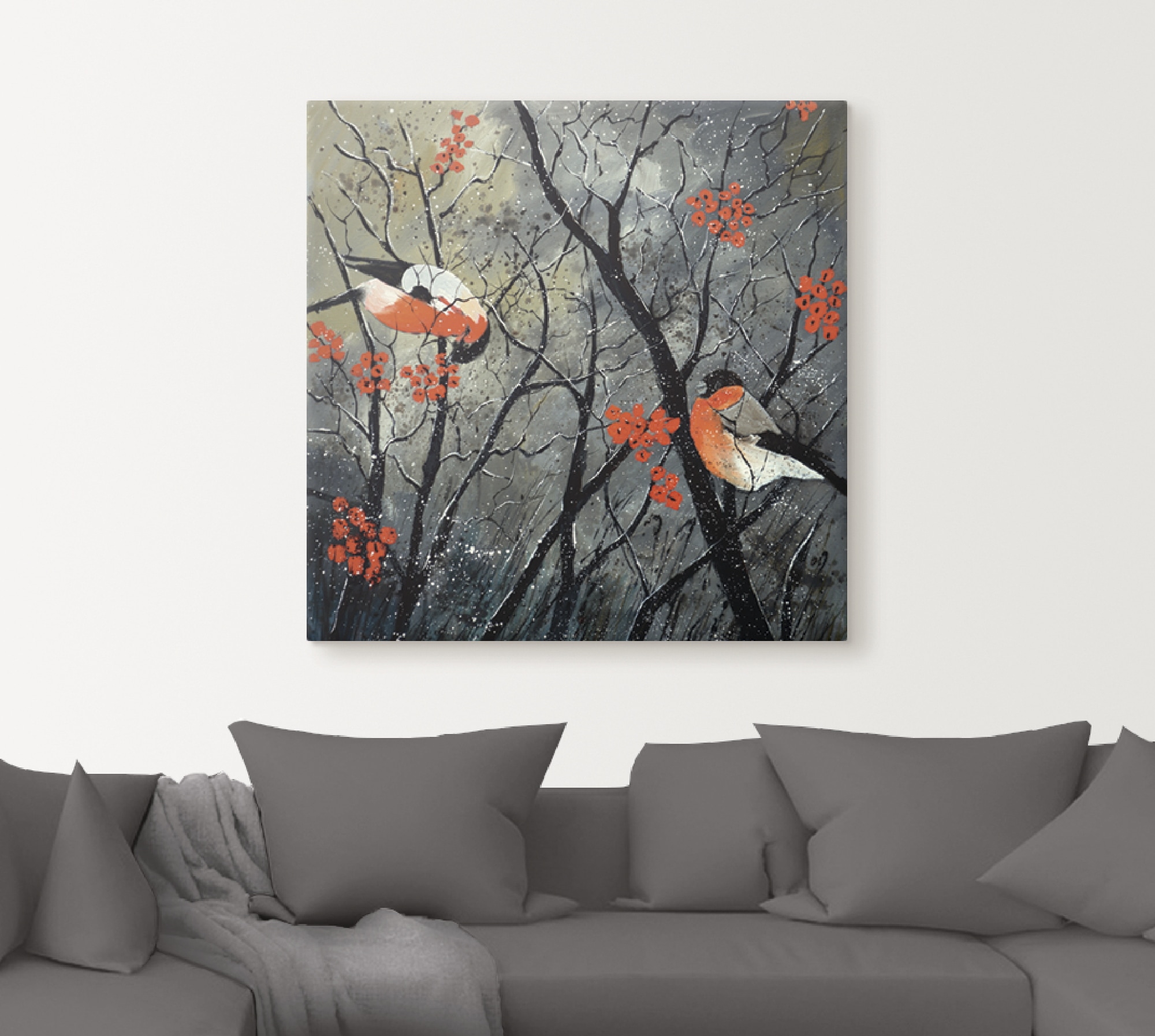 Artland Wandbild "rote Vögel im Winter", Vögel, (1 St.), als Alubild, Outdo günstig online kaufen