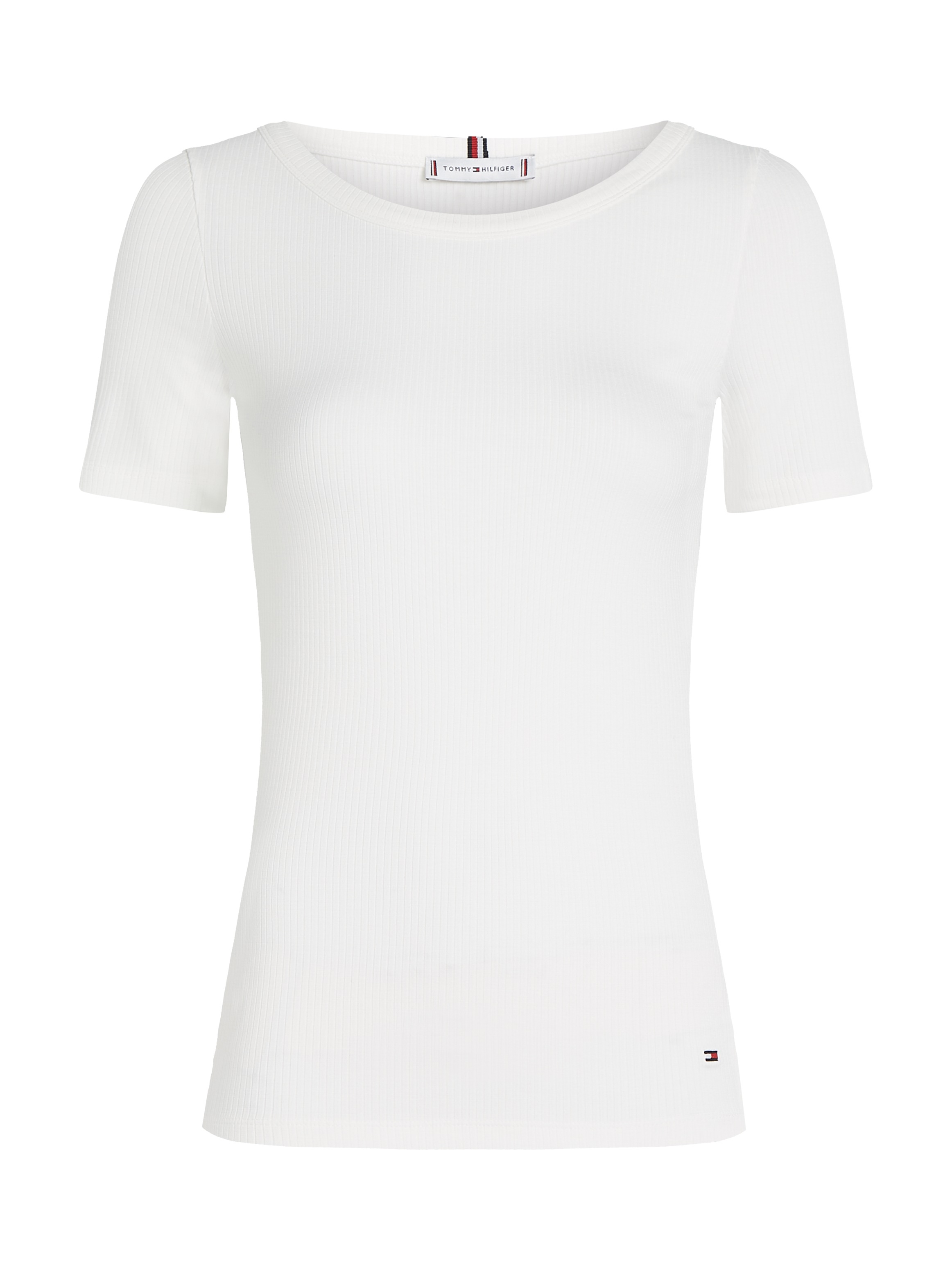 Tommy Hilfiger Rundhalsshirt »SLIM 5X2 RIB O-NK SS«, mit dezenter Tommy Hilfiger Logostickerei