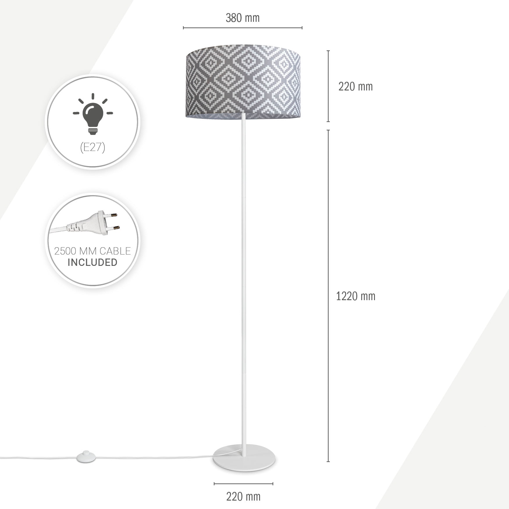 Paco Home Stehlampe »Luca Stella«, Leuchtmittel E27 | ohne Leuchtmittel, Standleuchte Stoff Lampenschirm Retro Vintage E27 Textilschirm