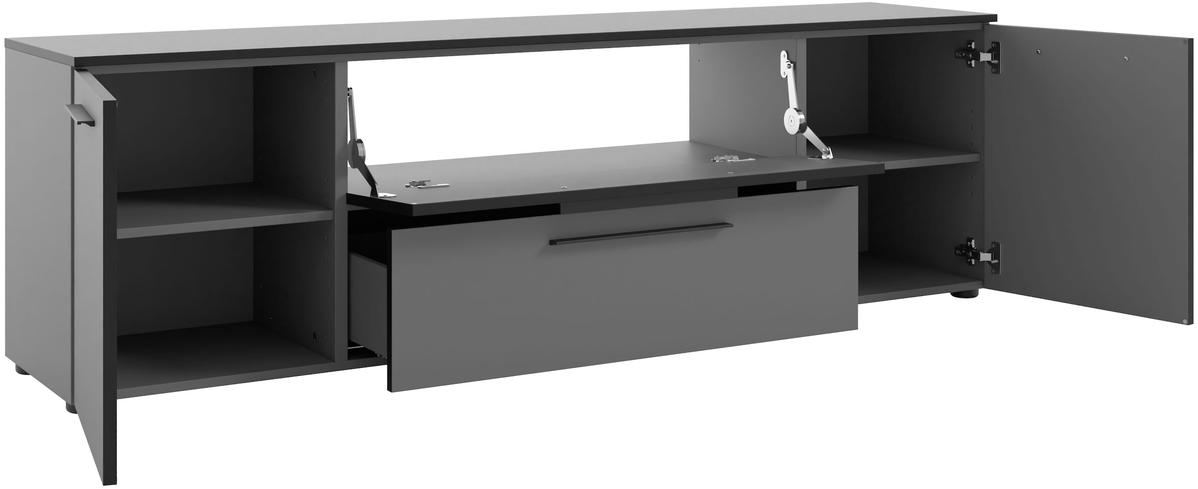 Manjana Möbel Lowboard »mit Schwarz matten Metallgriffen« mit Soft-Close Funktion, in zwei Breiten verfügbar, 180cm oder 225cm