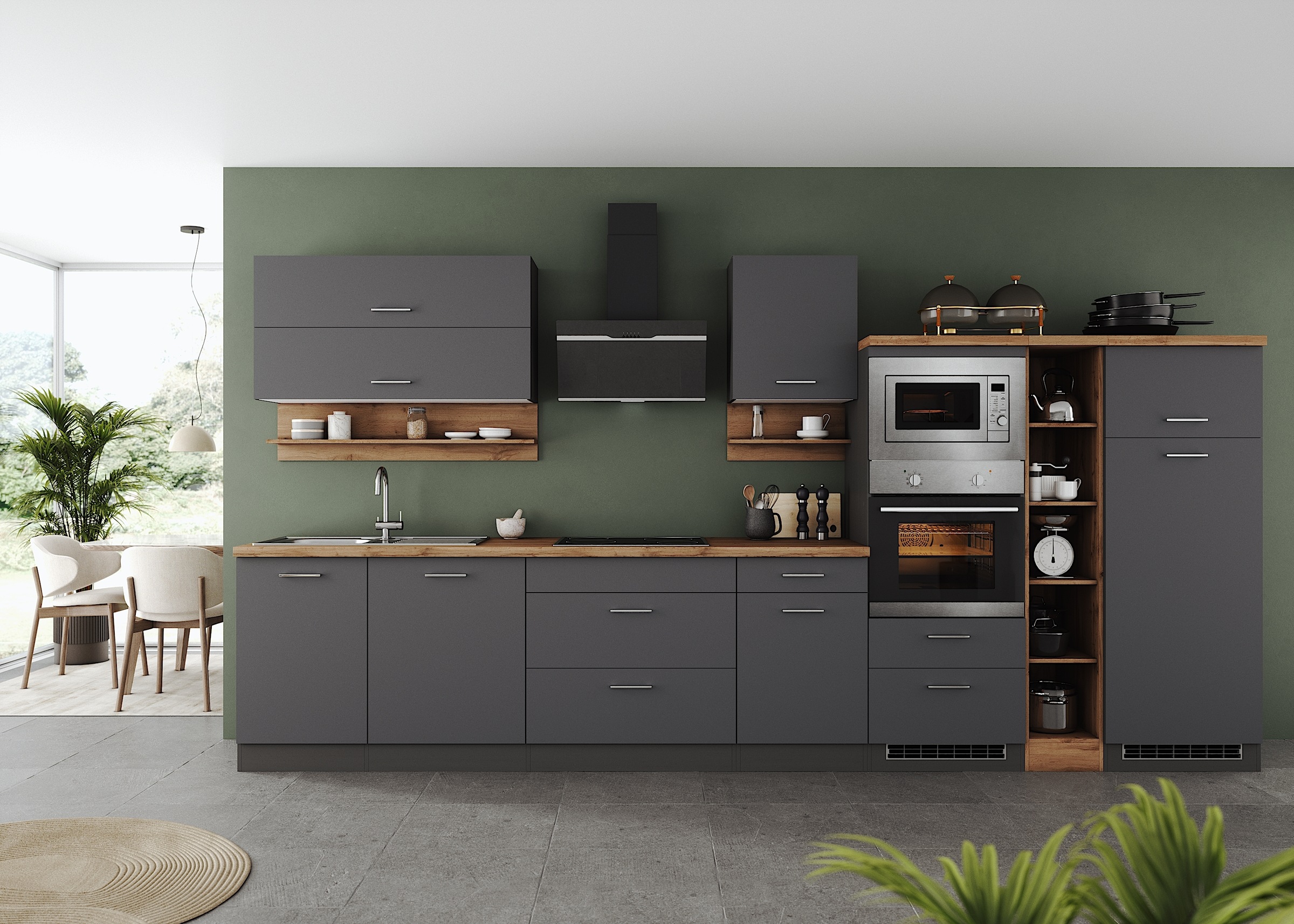 KOCHSTATION Küchenzeile »KS-Milan« 390 cm breit, viel Stauraum, wahlweise m günstig online kaufen