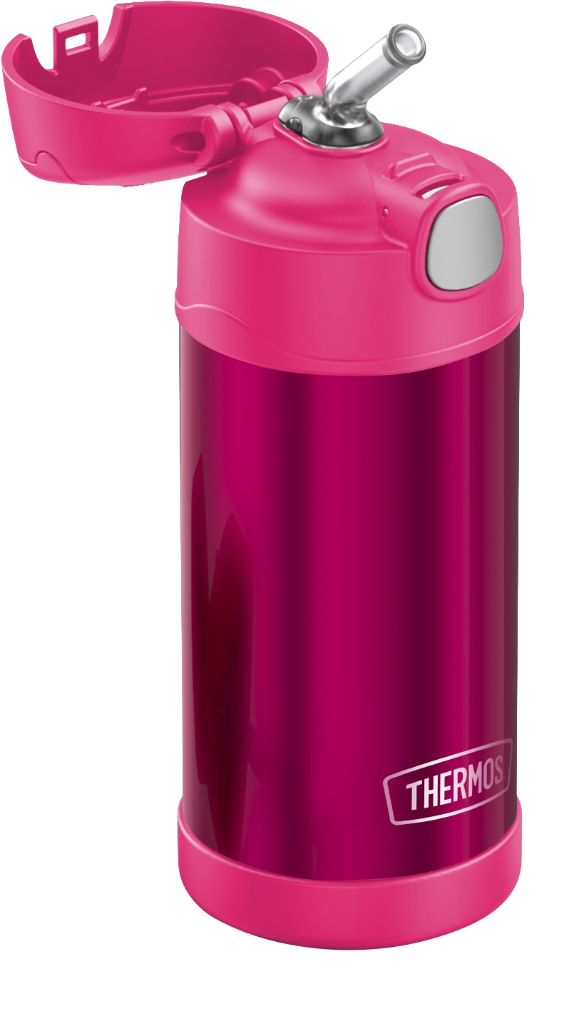 THERMOS Isolierflasche »FUNTAINER STRAW BOTTLE, doppelwandiger Edelstahl, spülmaschinenfest«, (1 tlg.), 0,35l, mit Silikonstrohalm, absolut dicht