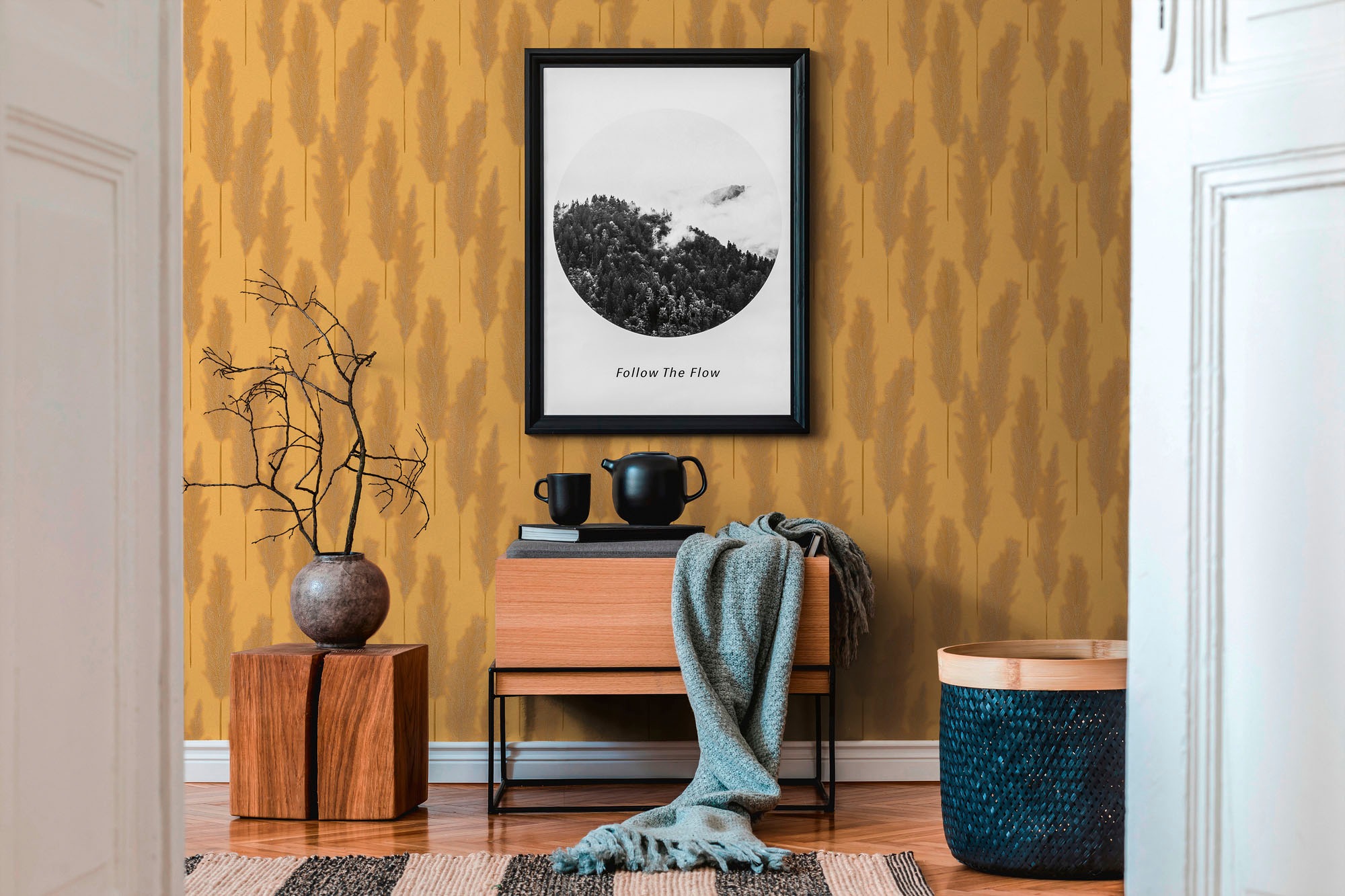 A.S. Création Vliestapete »Hygge«, floral-Motiv-gemustert, Tapete Schilfgras Tapete Pampasgras Tapeten Wohnzimmer Schlafzimmer