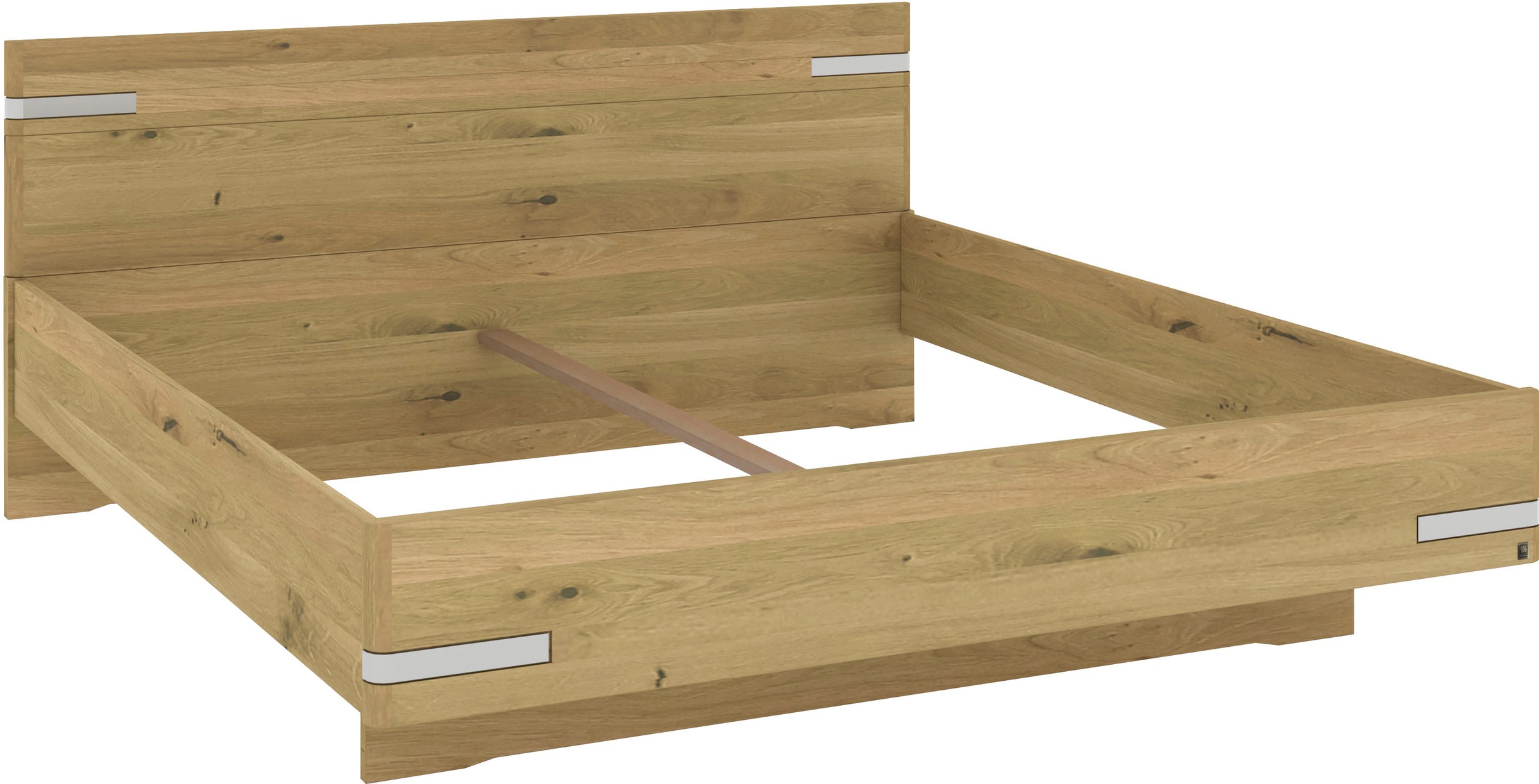 Musterring Holzbett »Savona«, (Belastbarkeit 220 Kg, 4-fache Liegehöhenverstellung, MADE IN GERMANY), Kopfteil in Bianco-Eiche massiv, Details in Chrom, verschiedene Größen