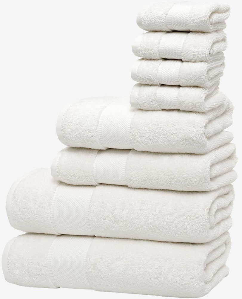 Wolkenfeld Handtuch Set »Premium Low-Twist Baumwolle 550 g/m² – 8-teilig mit Waschlappen« 8 tlg. Frottier 2 Badetücher, 2 Handtücher groß & 4 Waschlappen