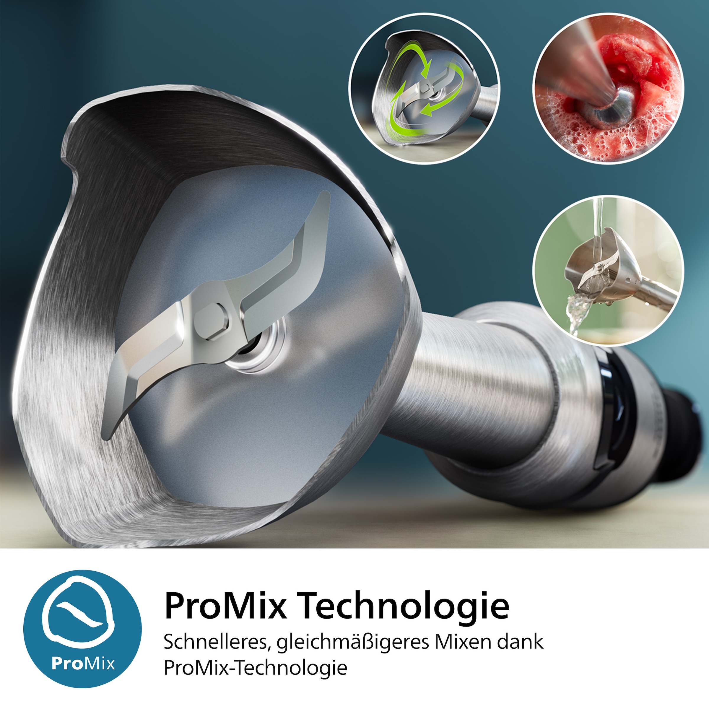 Philips Stabmixer »HR2685/00 5000 Series, mit ProMix-Technologie, Becher,«, 1200 W, Schneebesen, Foodprozessoraufsatz und Zerkleinerer; Edelstahl/Schwarz