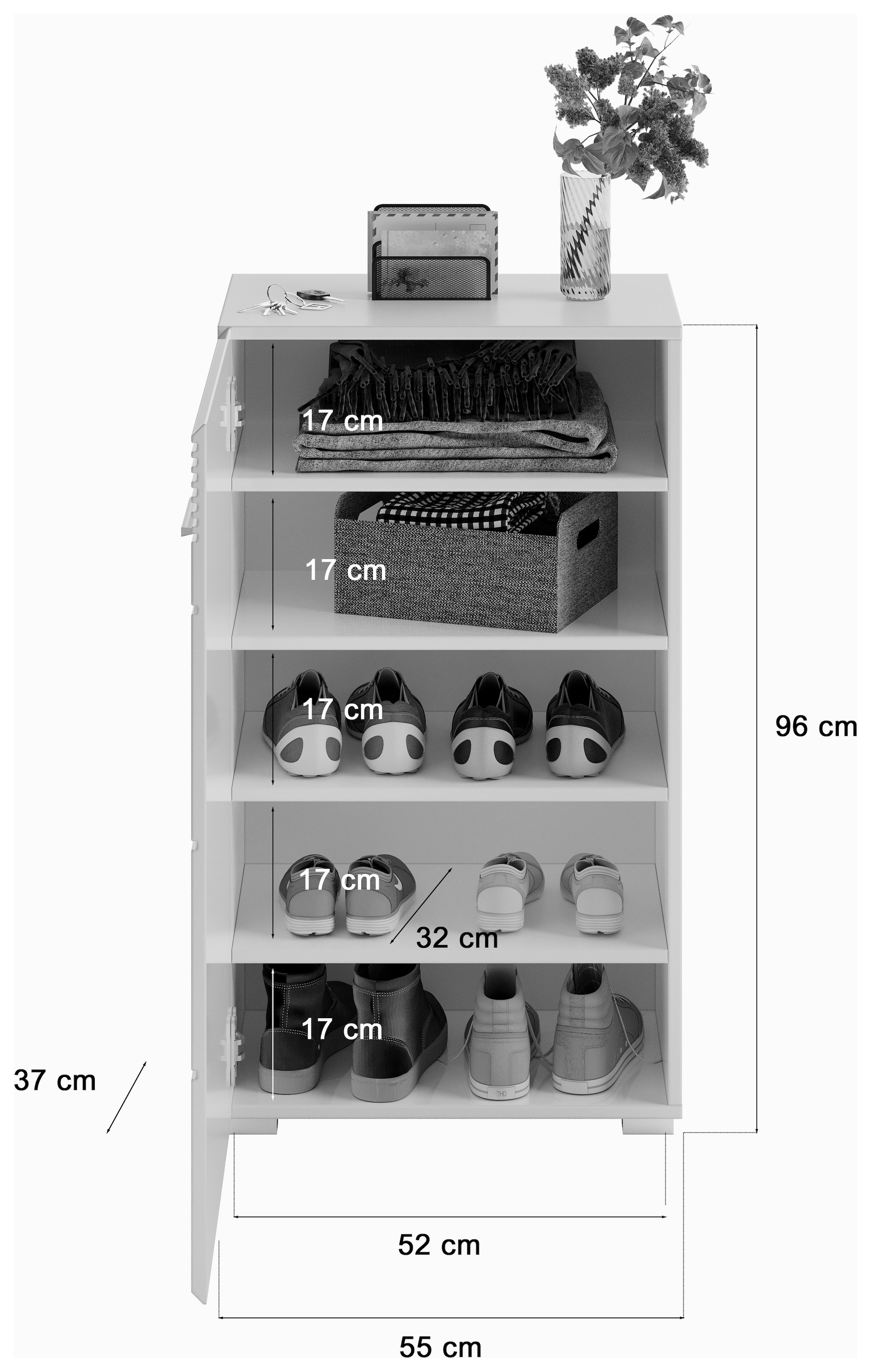 INOSIGN Garderoben-Set »Malmö, Breite 115cm, MDF Front mit Rillenfräsung, 3-teilig, best. aus:«, (3 St.), Sitzbank, Schuhkommode & Garderobenspiegel
