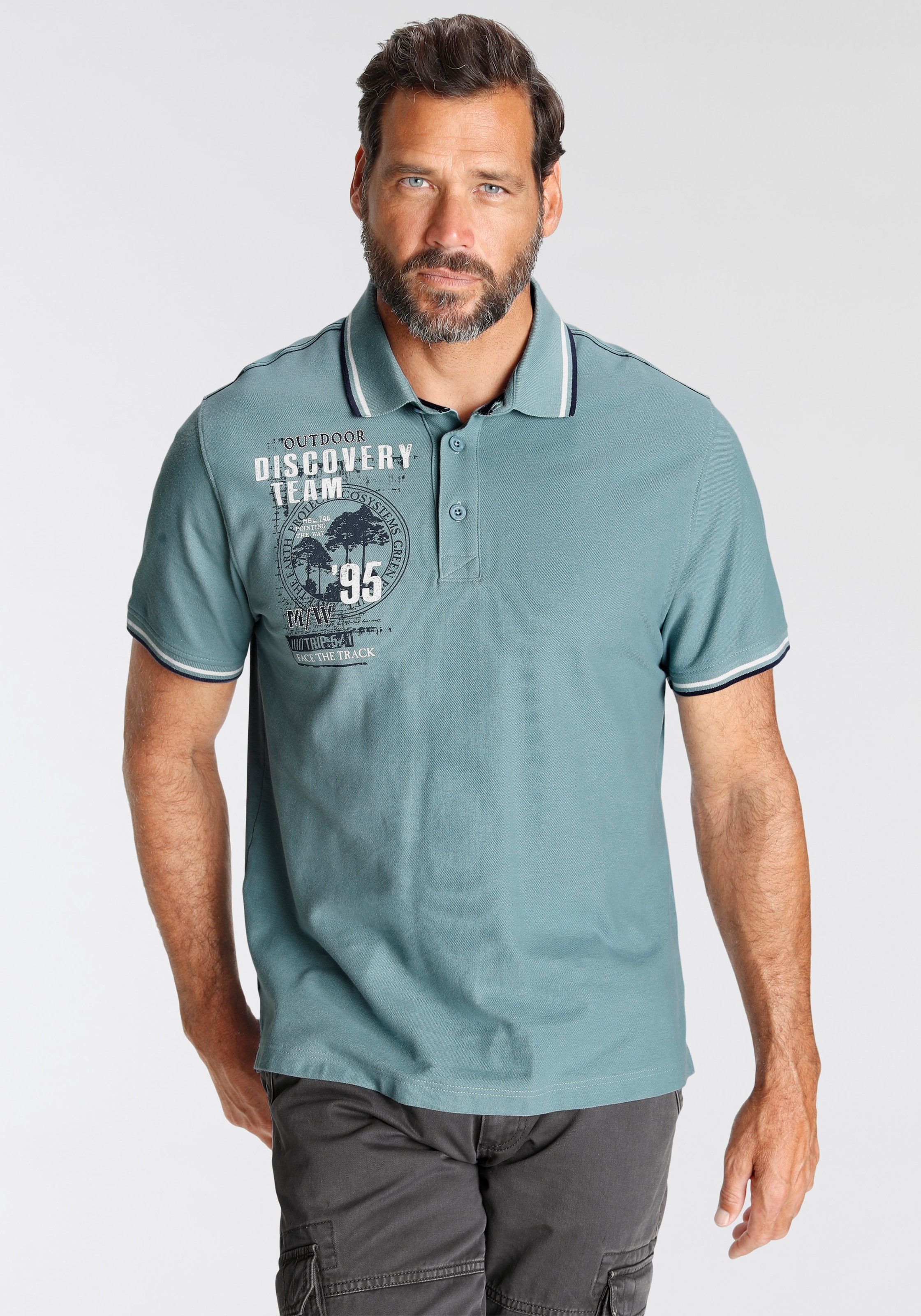 Man's World Poloshirt, Mit Print an der Schulter