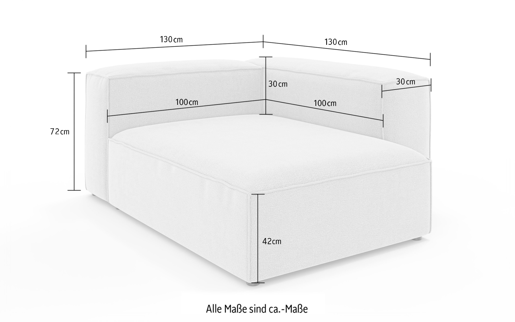 INOSIGN Ottomane »XL HAILY links/rechts bestellbar, extra tief, Maße B/T/H: 130/160/72cm«, als Modul oder separat verwendbar, für individuelle Zusammenstellung