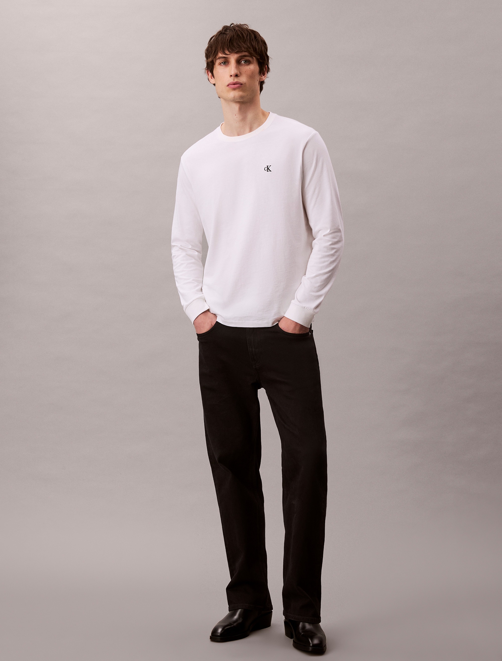 Calvin Klein Jeans Langarmshirt »LS EASY MONOGRAM TEE«, Mit Rundhalsausschnitt, regular fit